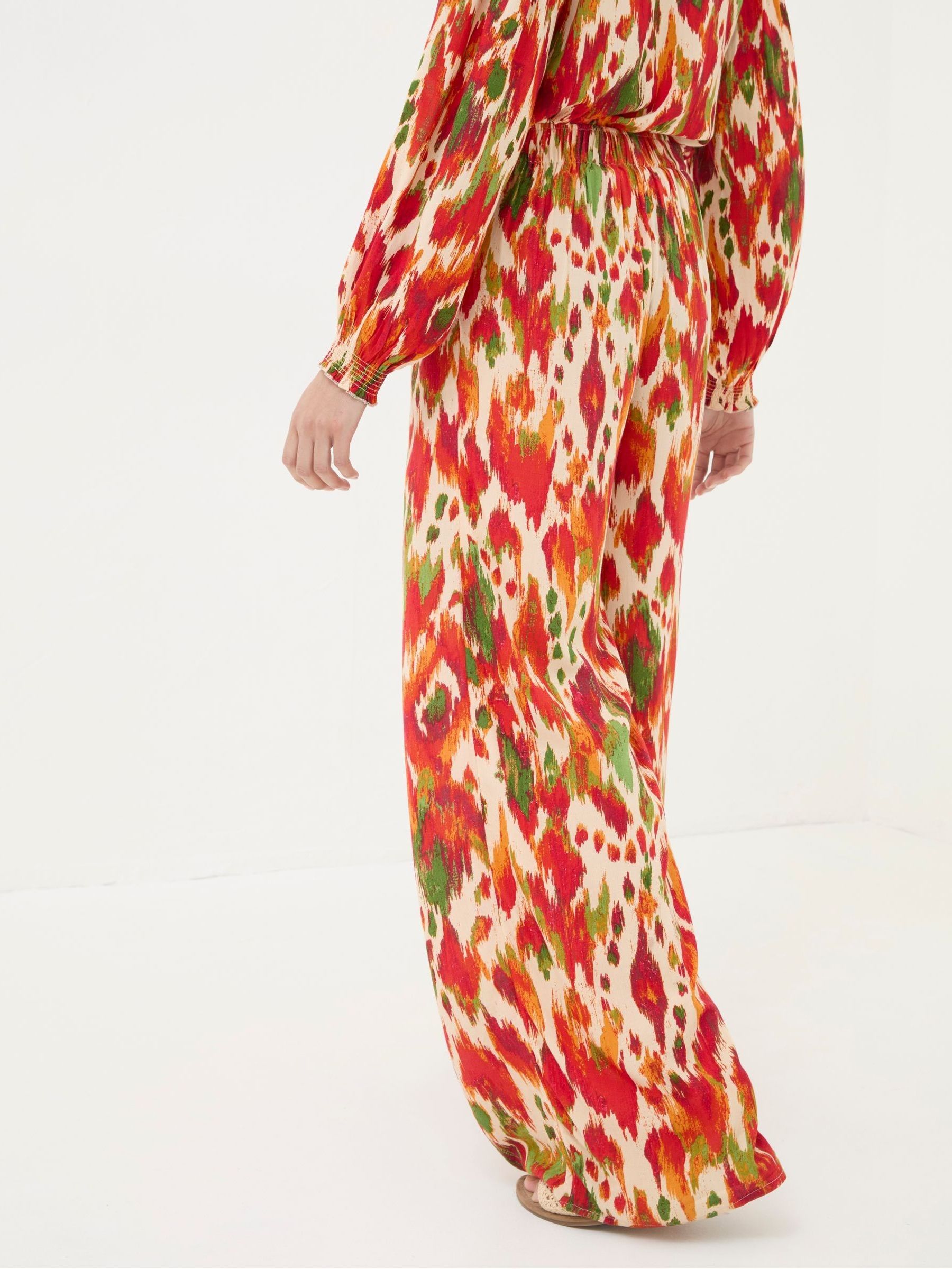 Ines Orange Paradise Ikat Wide Leg Trousers - Image 2 of 5