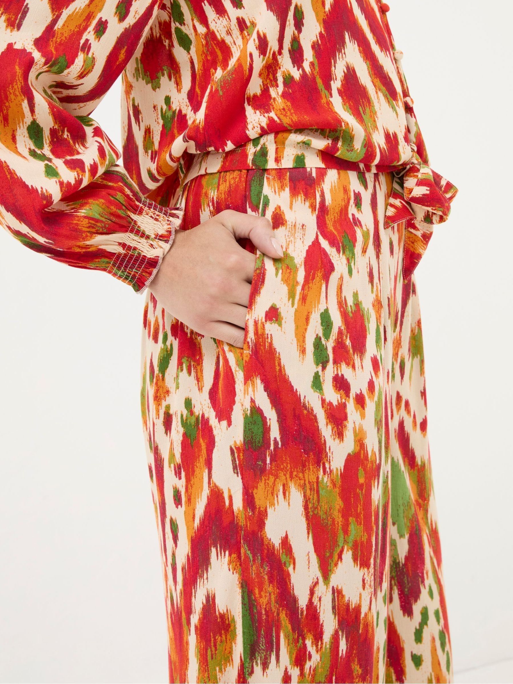 Ines Orange Paradise Ikat Wide Leg Trousers - Image 4 of 5