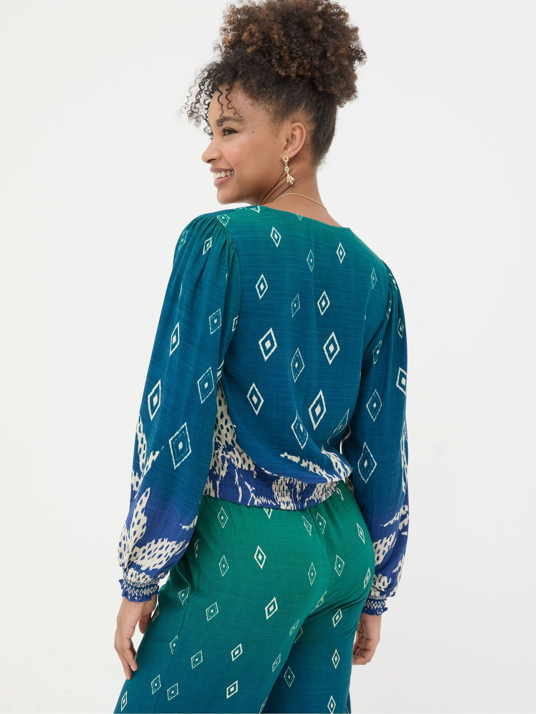 Margot Blue Ombre Leaves Blouse - Image 2 of 6