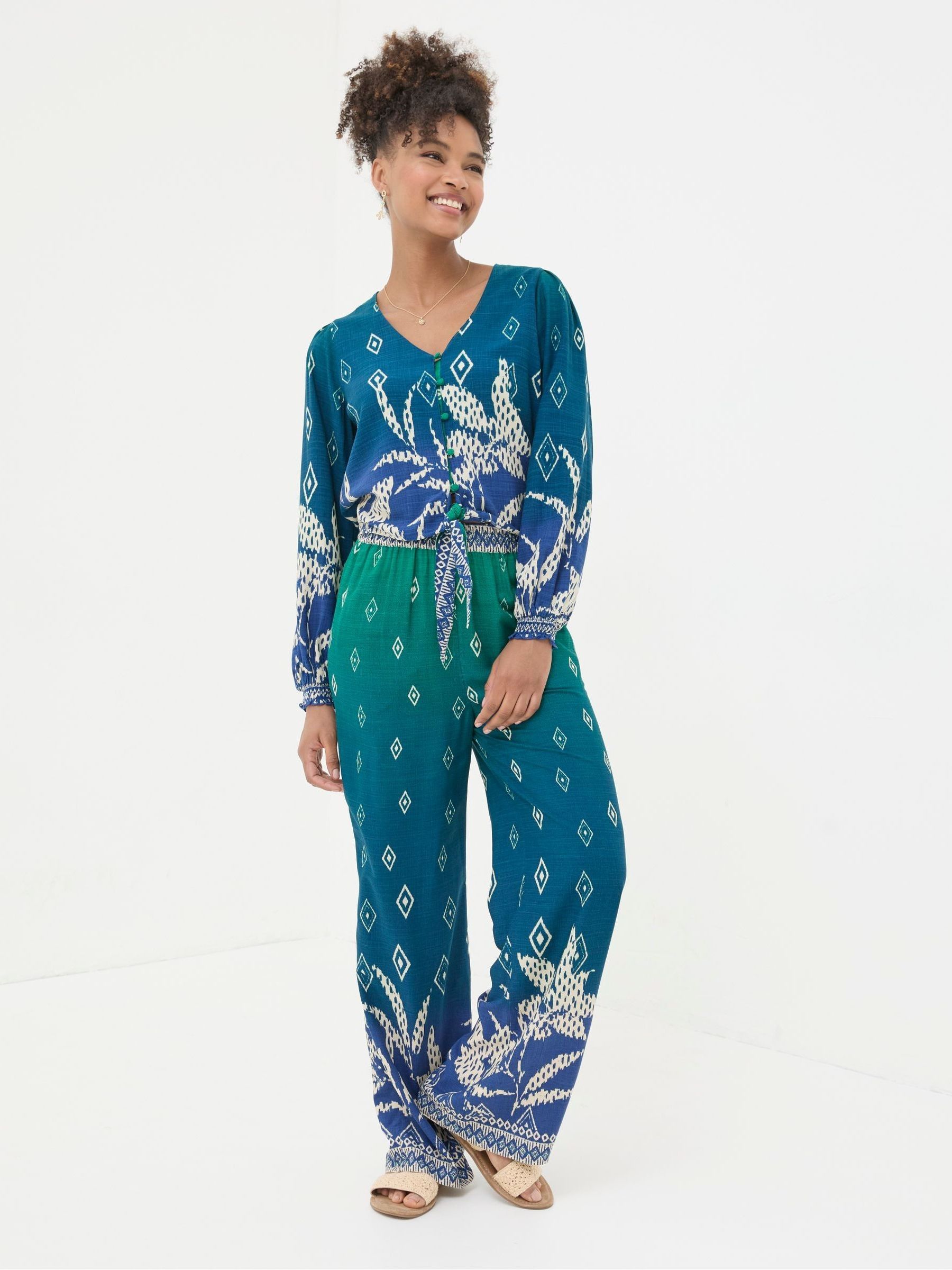Margot Blue Ombre Leaves Blouse - Image 3 of 6