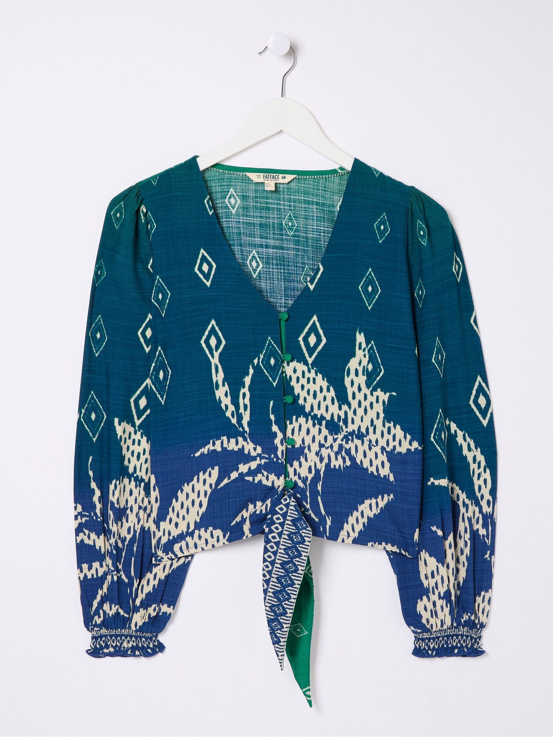 Margot Blue Ombre Leaves Blouse - Image 6 of 6
