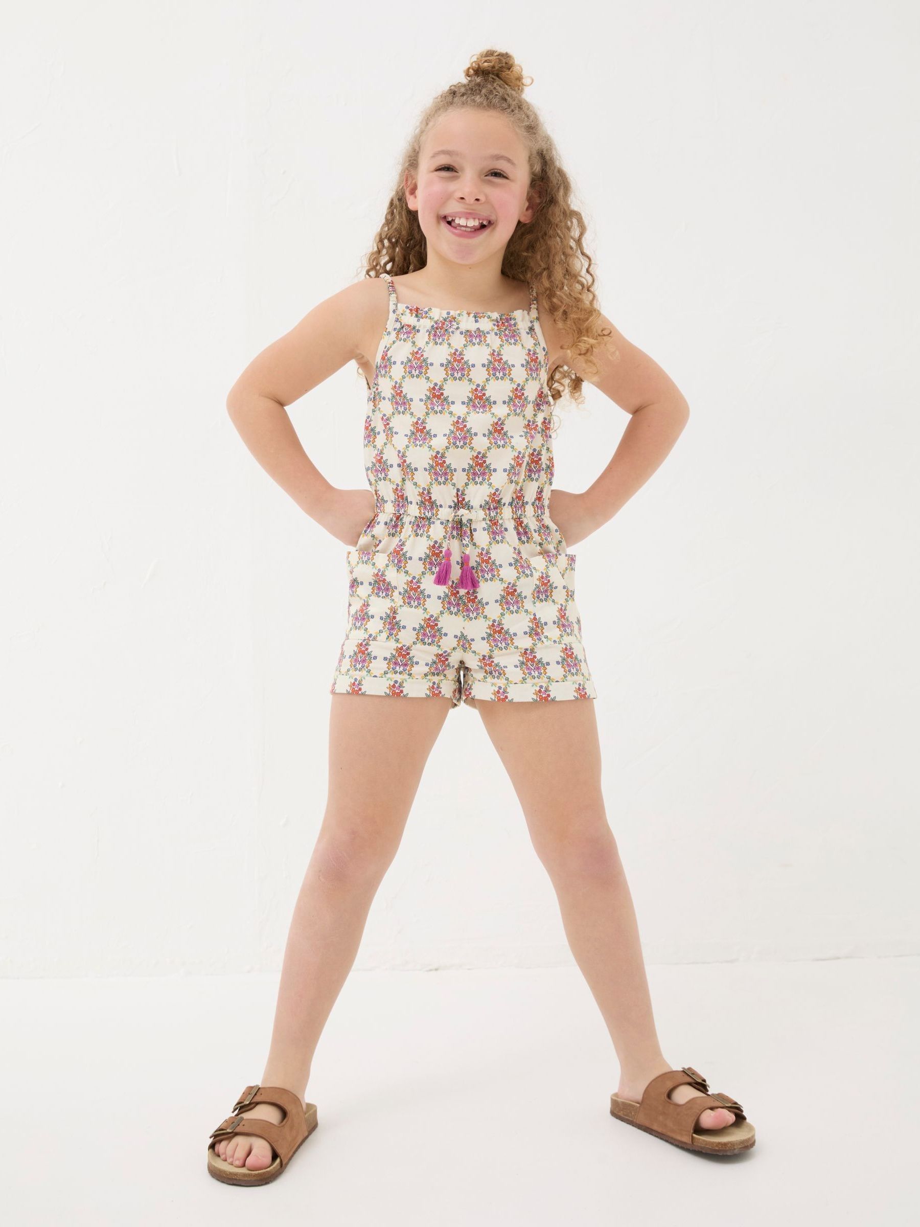 Kari Natural Floral Print Playsuit - Image 1 of 5
