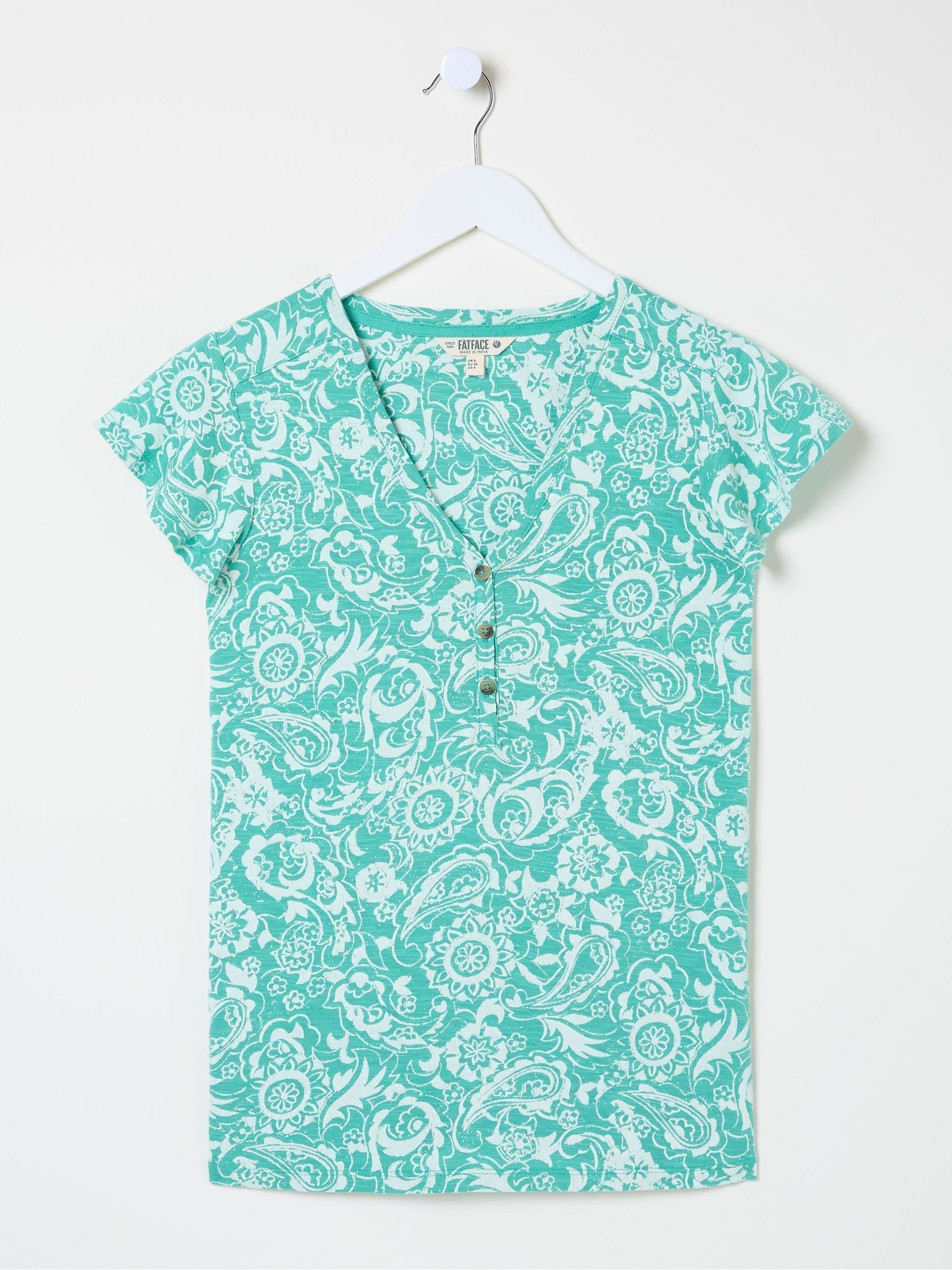 Henley Blue Frill Patch Paisley Top - Image 4 of 4