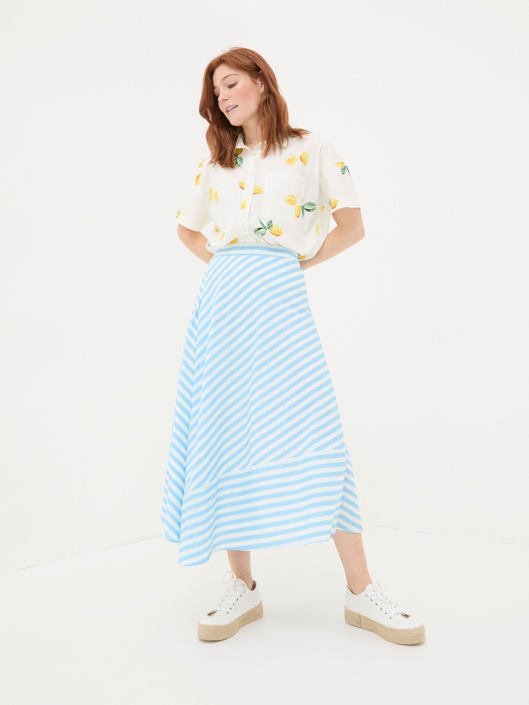 Judes Blue Robyn Striped Midi Skirt - Image 1 of 5