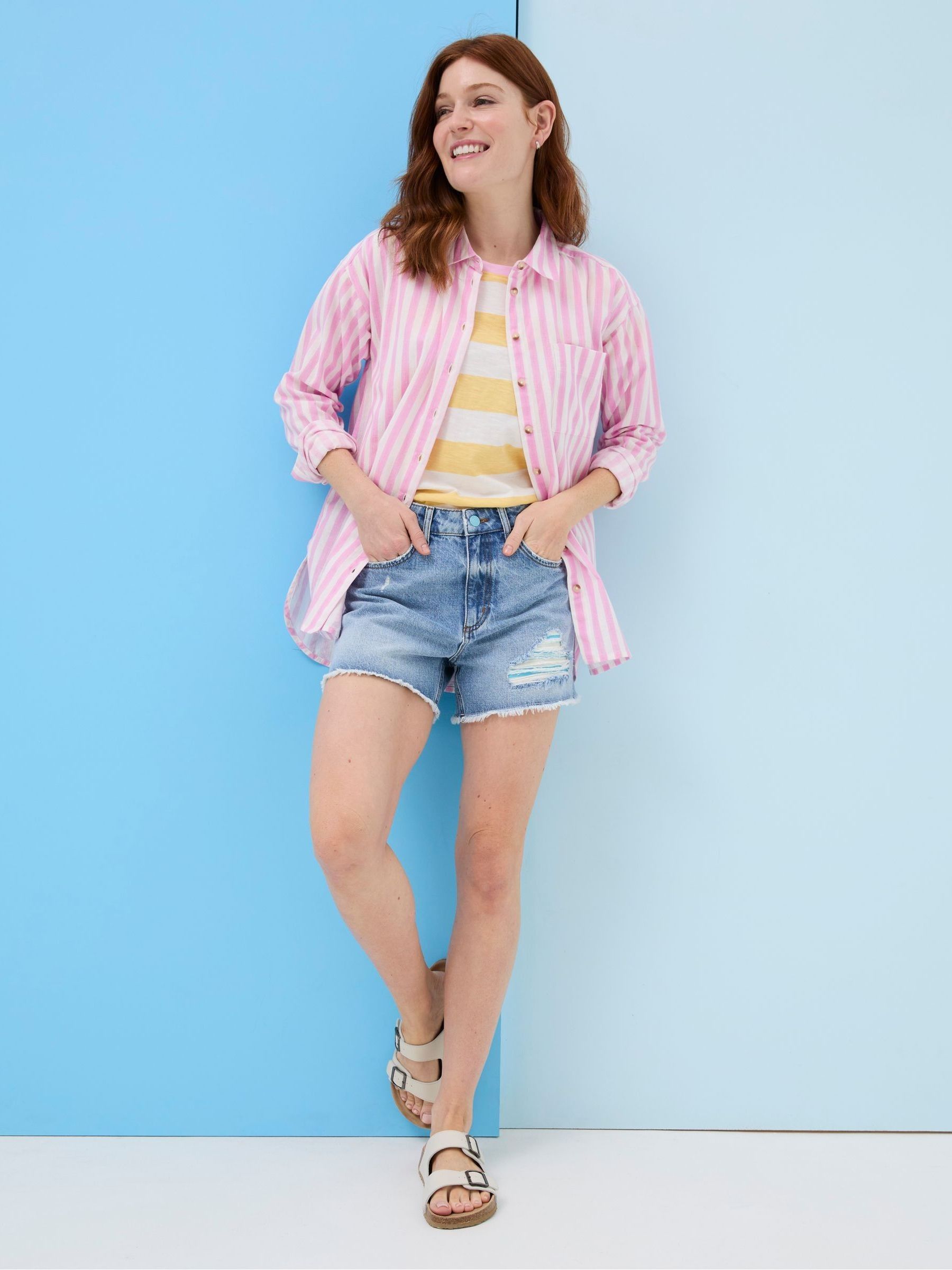 Carolin Pink Judes Stripe Shirt With Linen - Image 5 of 6