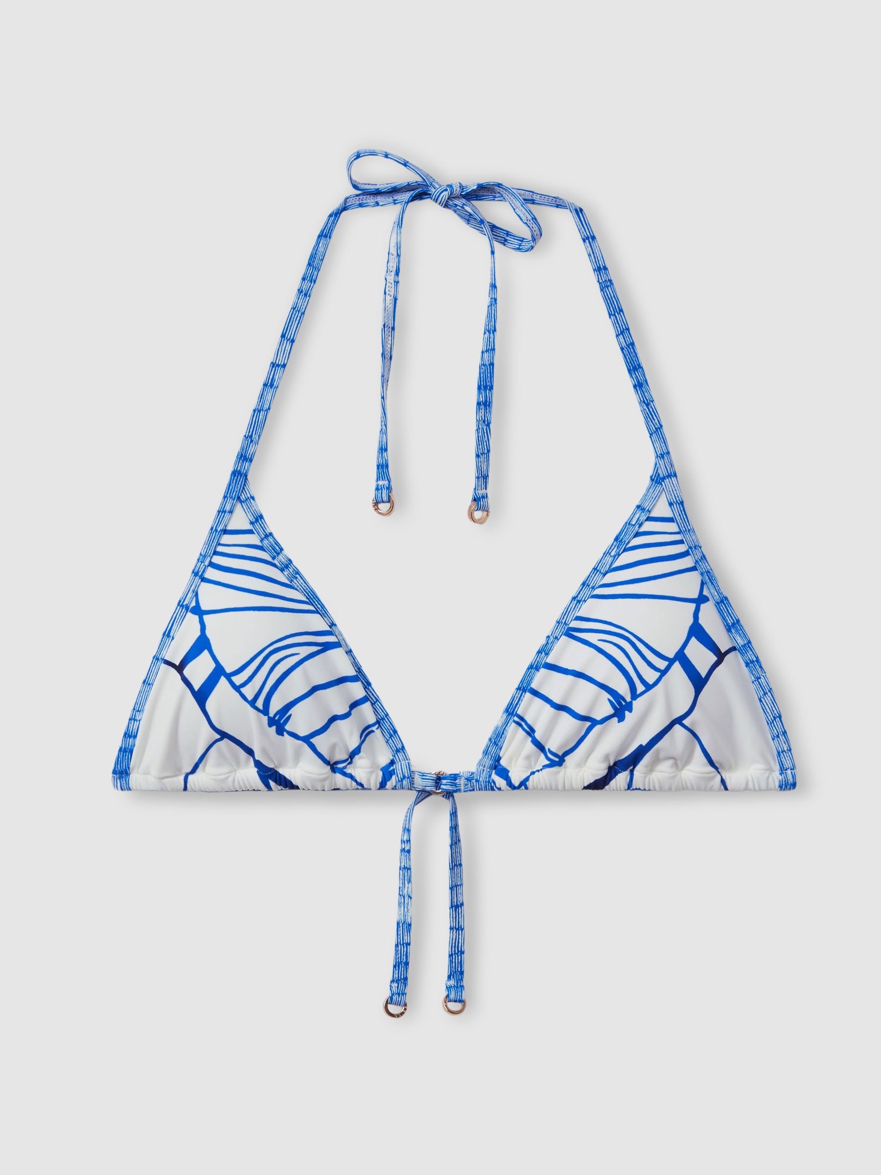 Tina Natural Print Printed Triangle Halter Neck Bikini Top - Image 2 of 5