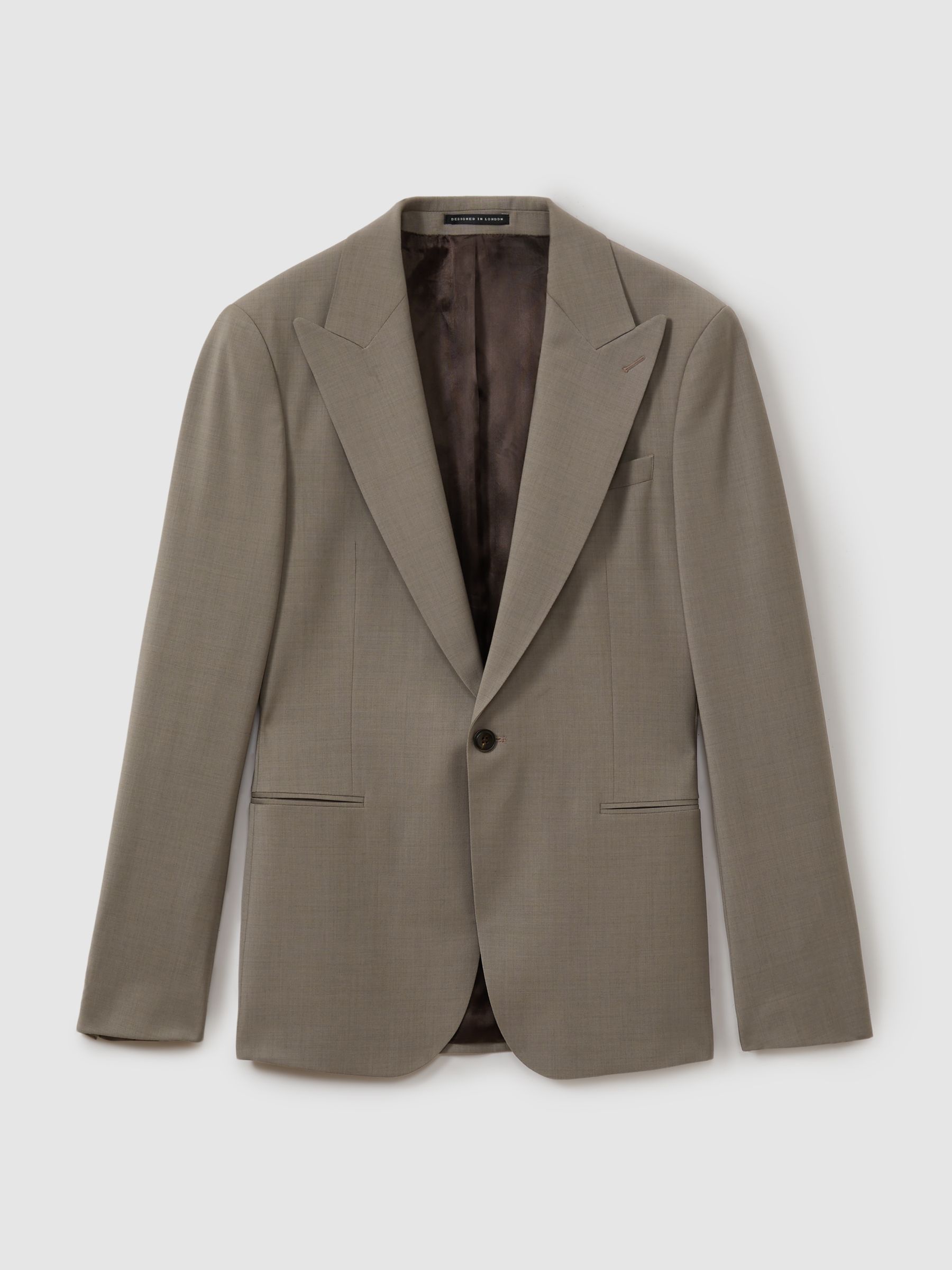 Harley Mushroom Brown Textured Wool Blend Single Breasted Blazer - Image 2 of 5