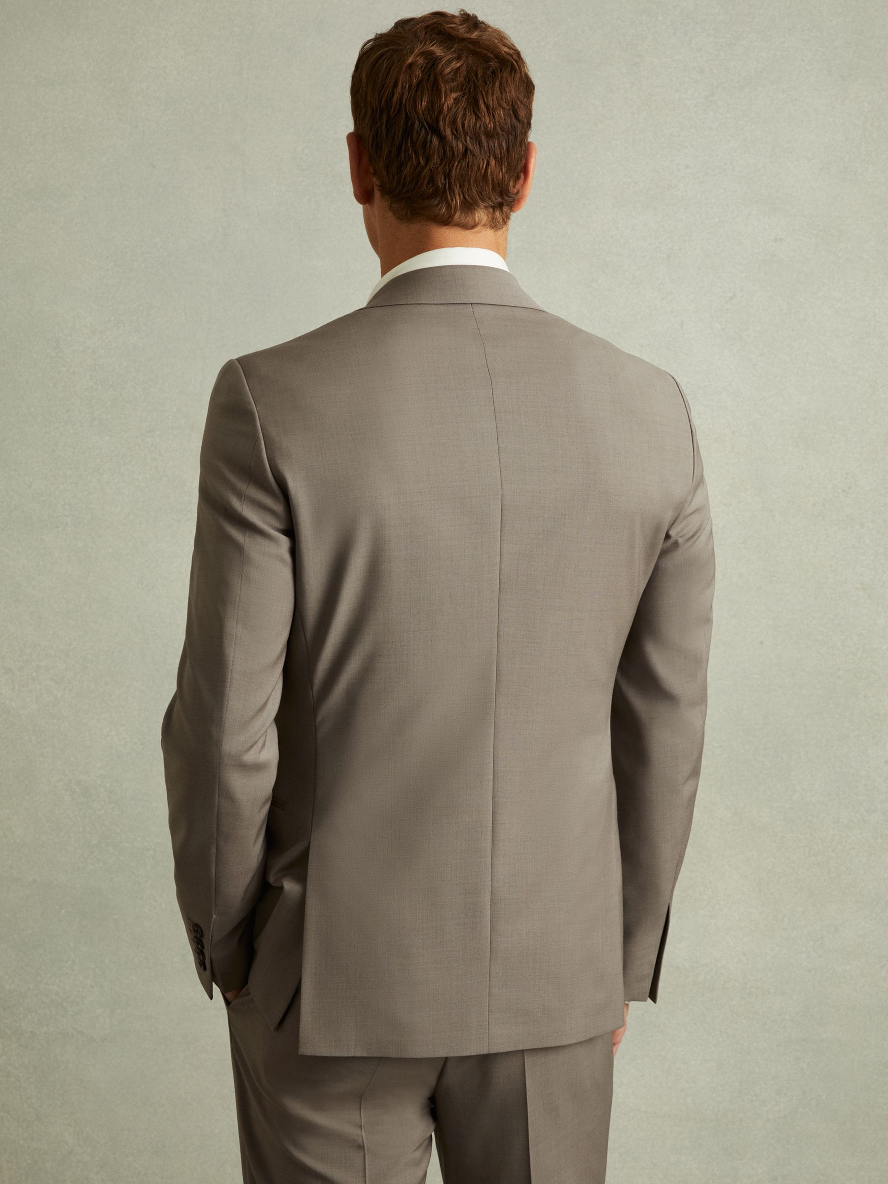 Harley Mushroom Brown Textured Wool Blend Single Breasted Blazer - Image 3 of 5