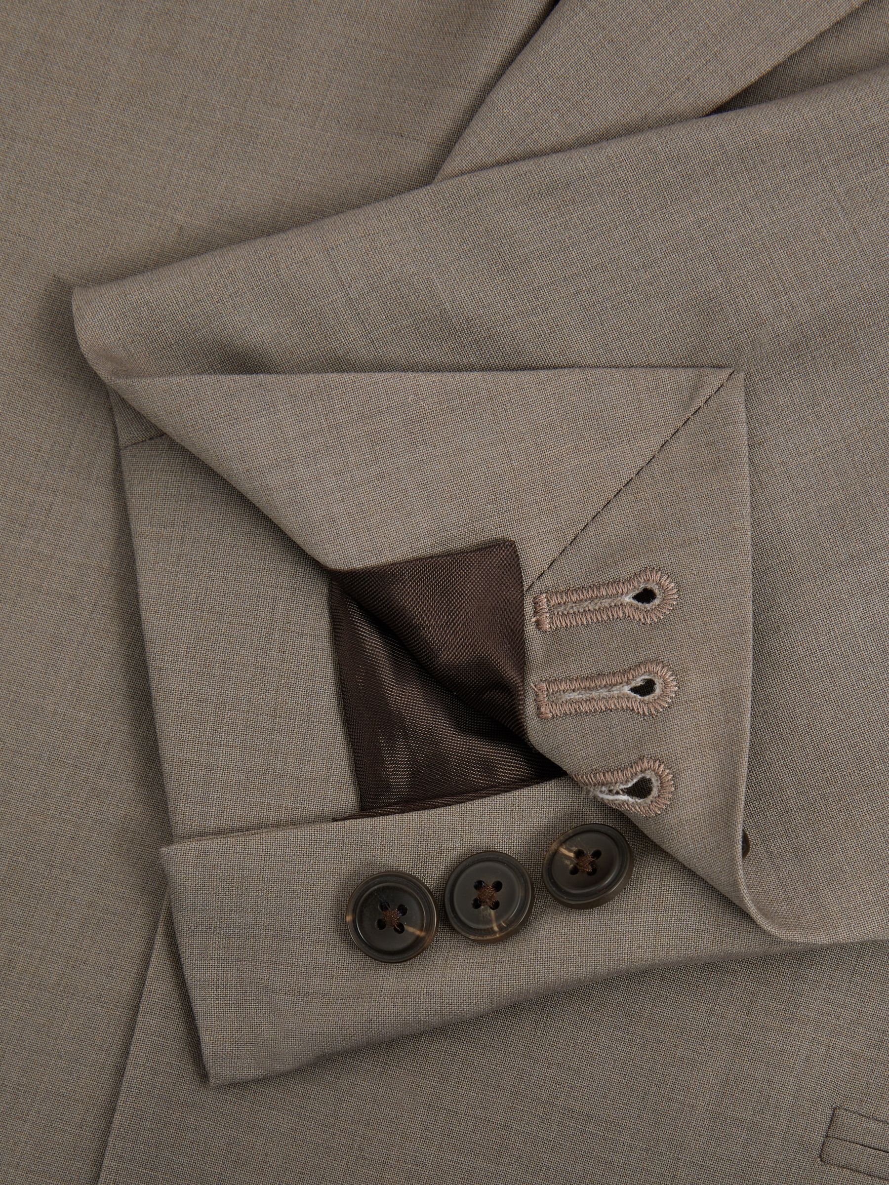 Harley Mushroom Brown Textured Wool Blend Single Breasted Blazer - Image 5 of 5