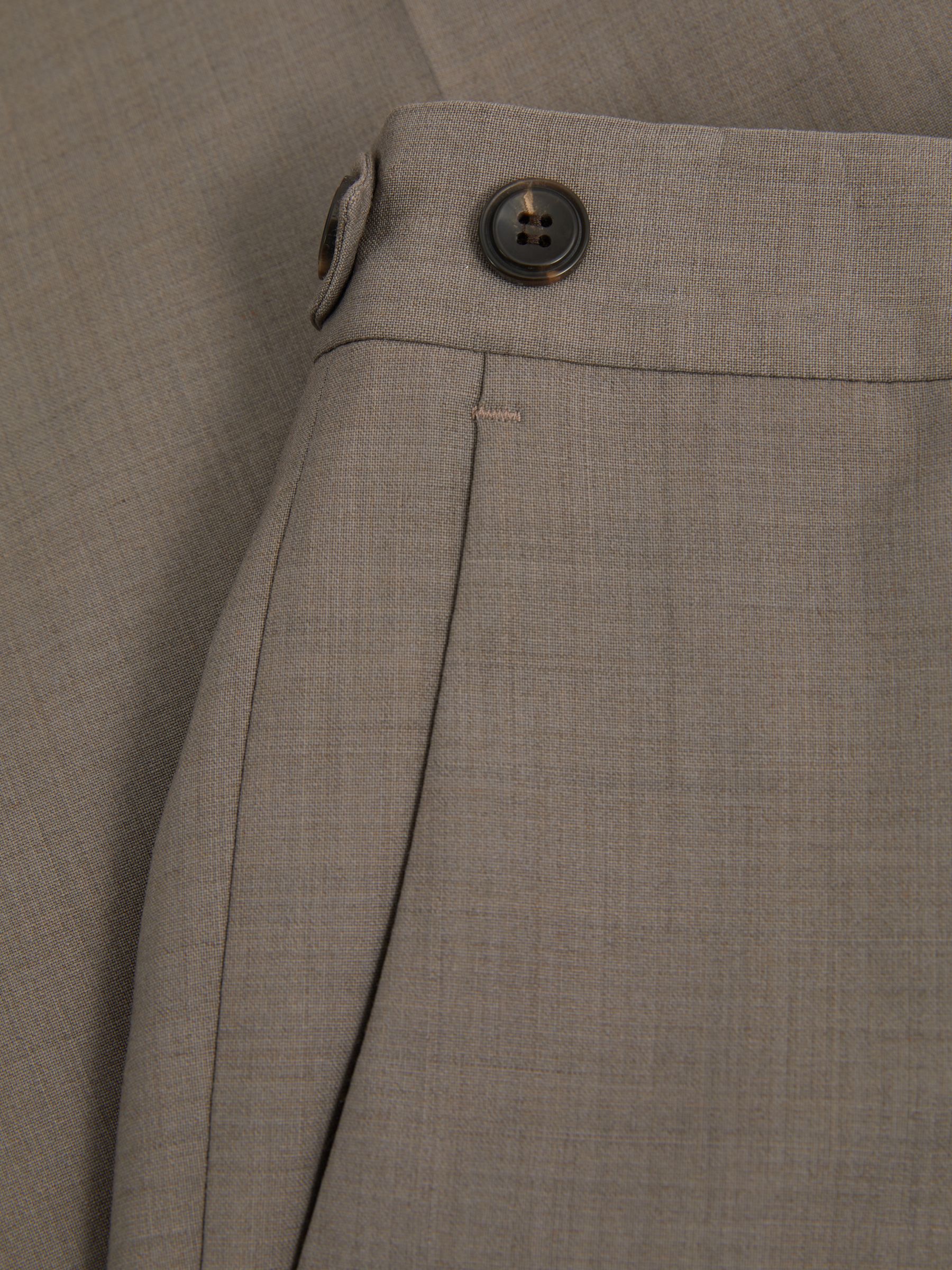 Harley Mushroom Brown Textured Wool Blend Side Adjuster Tapered Fit Trousers - Image 5 of 5