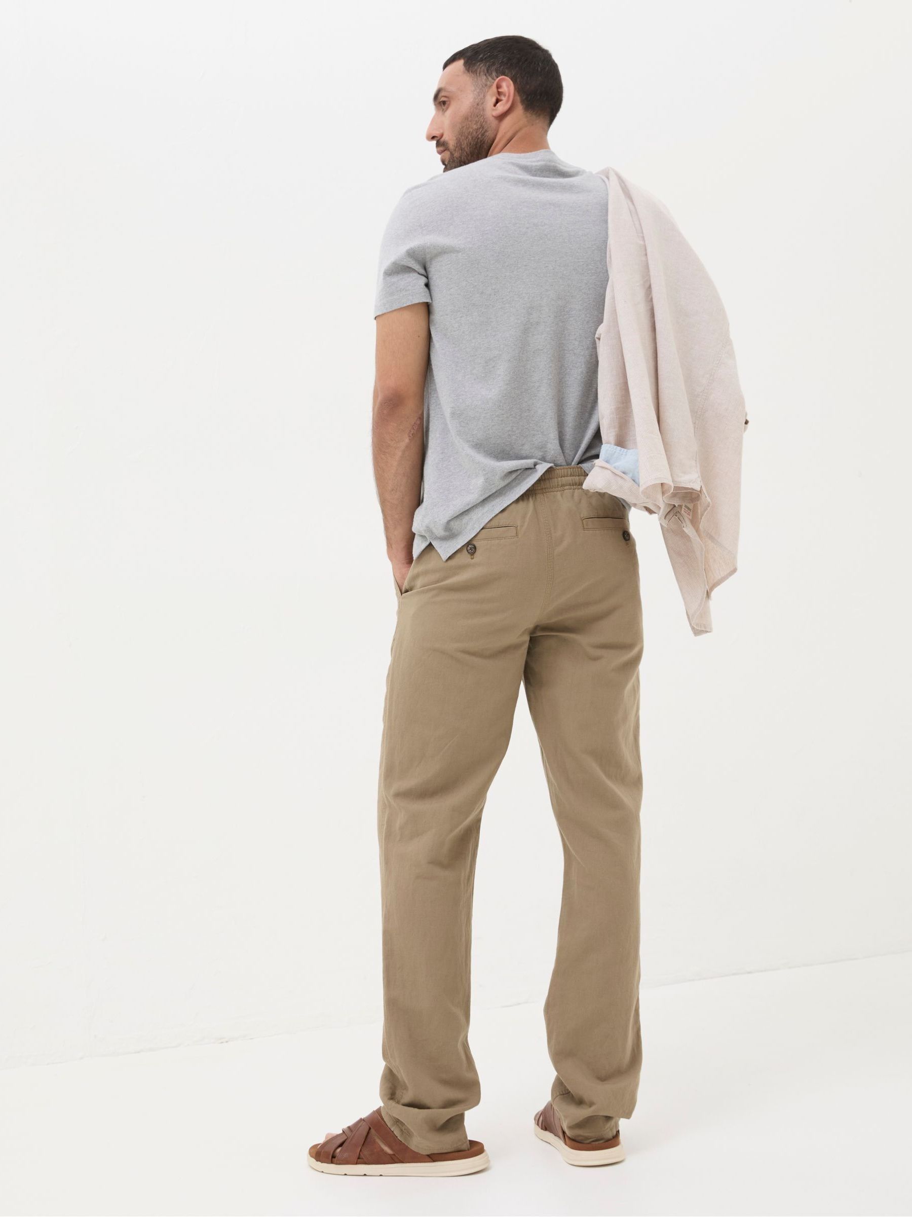 Natural Straight Cotton Linen Trousers - Image 2 of 5