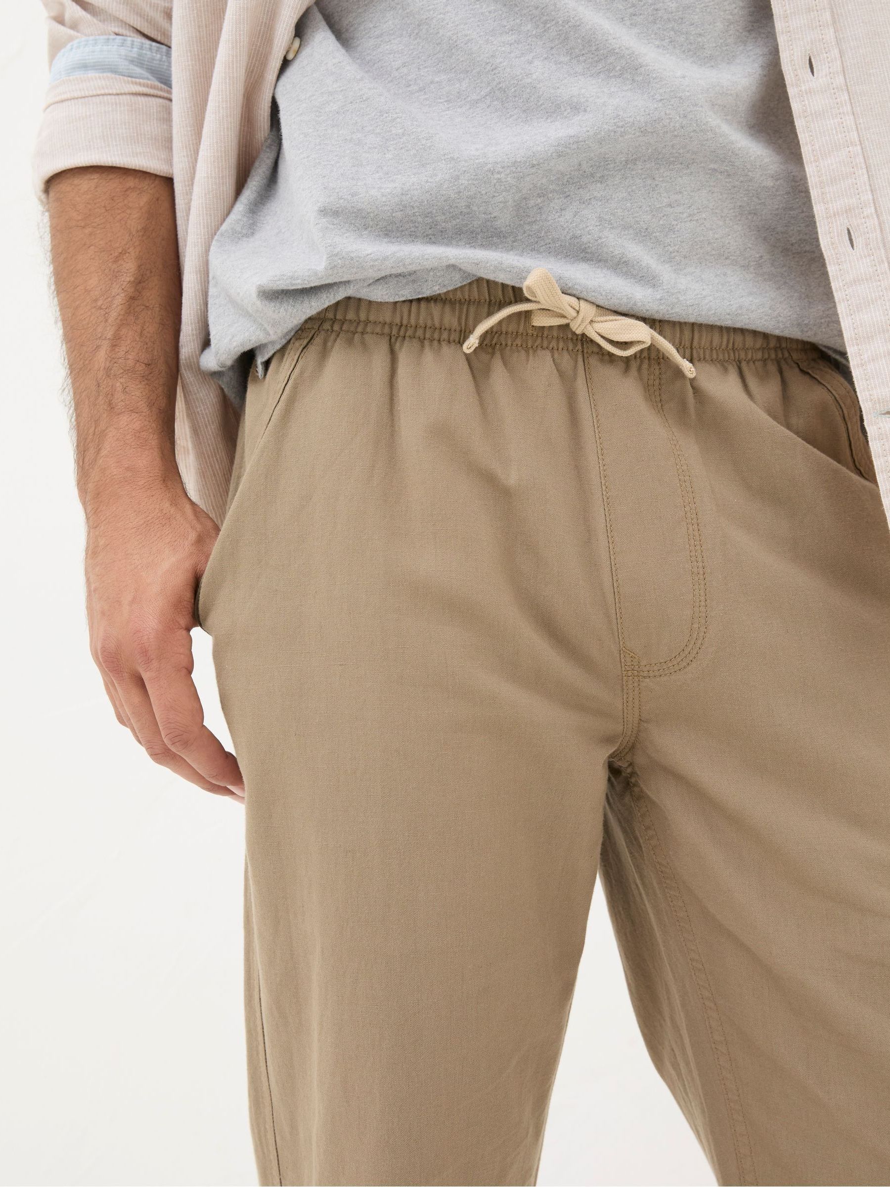 Natural Straight Cotton Linen Trousers - Image 3 of 5
