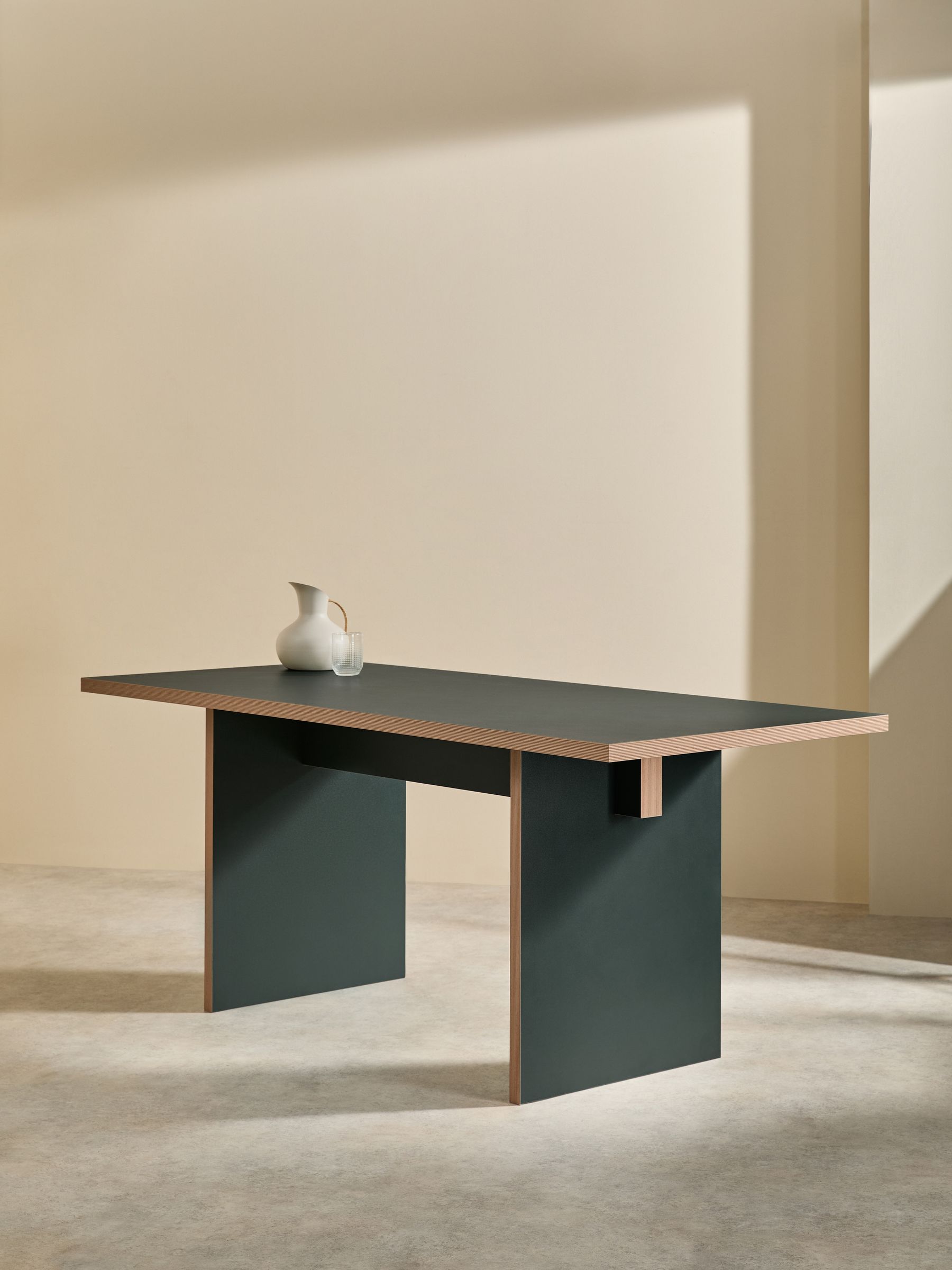 Zayla Rectangle Fixed Dining Table in Dark Green - Image 2 of 3