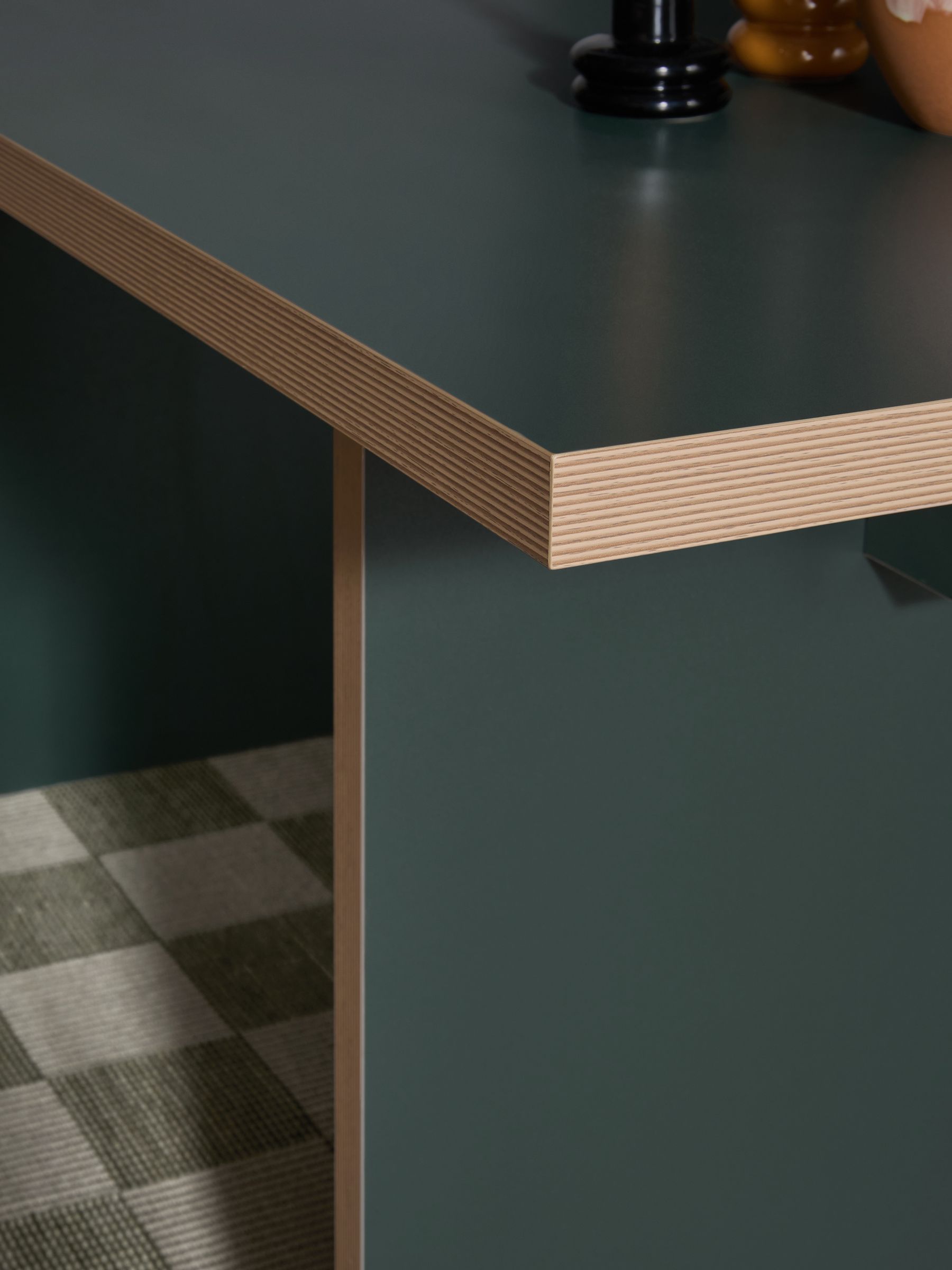 Zayla Rectangle Fixed Dining Table in Dark Green - Image 3 of 3