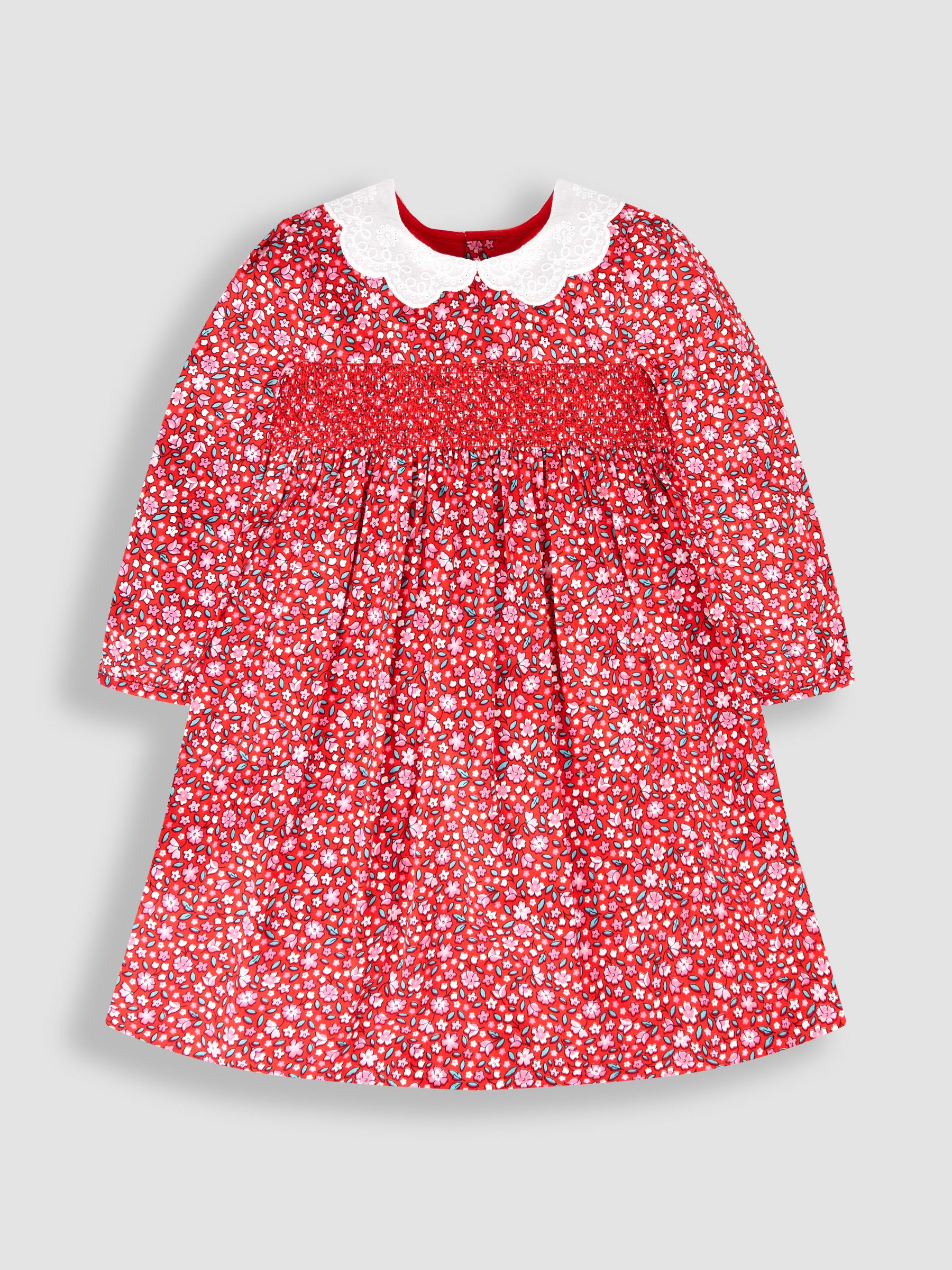 Red Winter Blossom Smocked Party Dress - Image 1 of 5