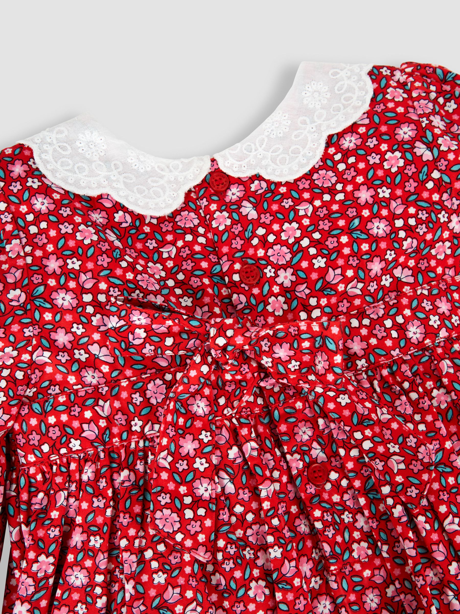 Red Winter Blossom Smocked Party Dress - Image 4 of 5