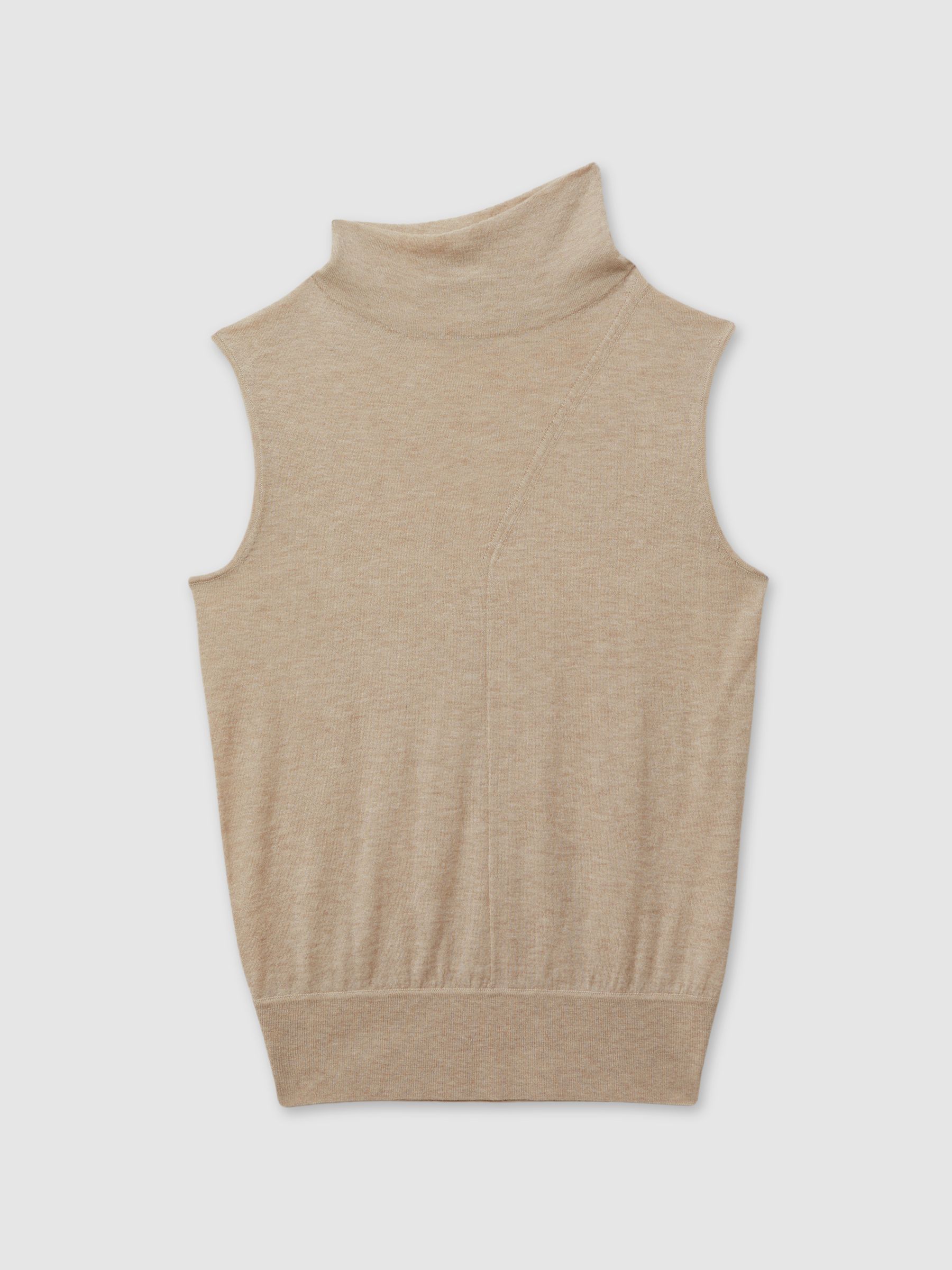 Wool Slouched Sleeveless Top in Neutral - Image 2 of 5