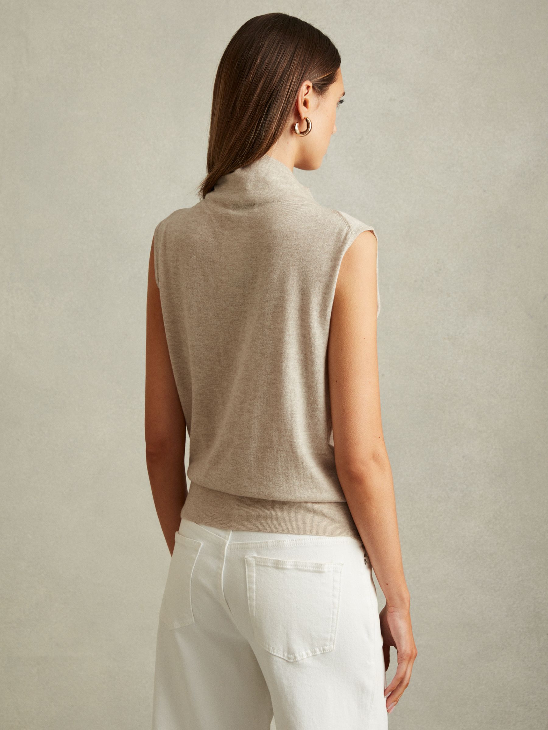 Wool Slouched Sleeveless Top in Neutral - Image 4 of 5