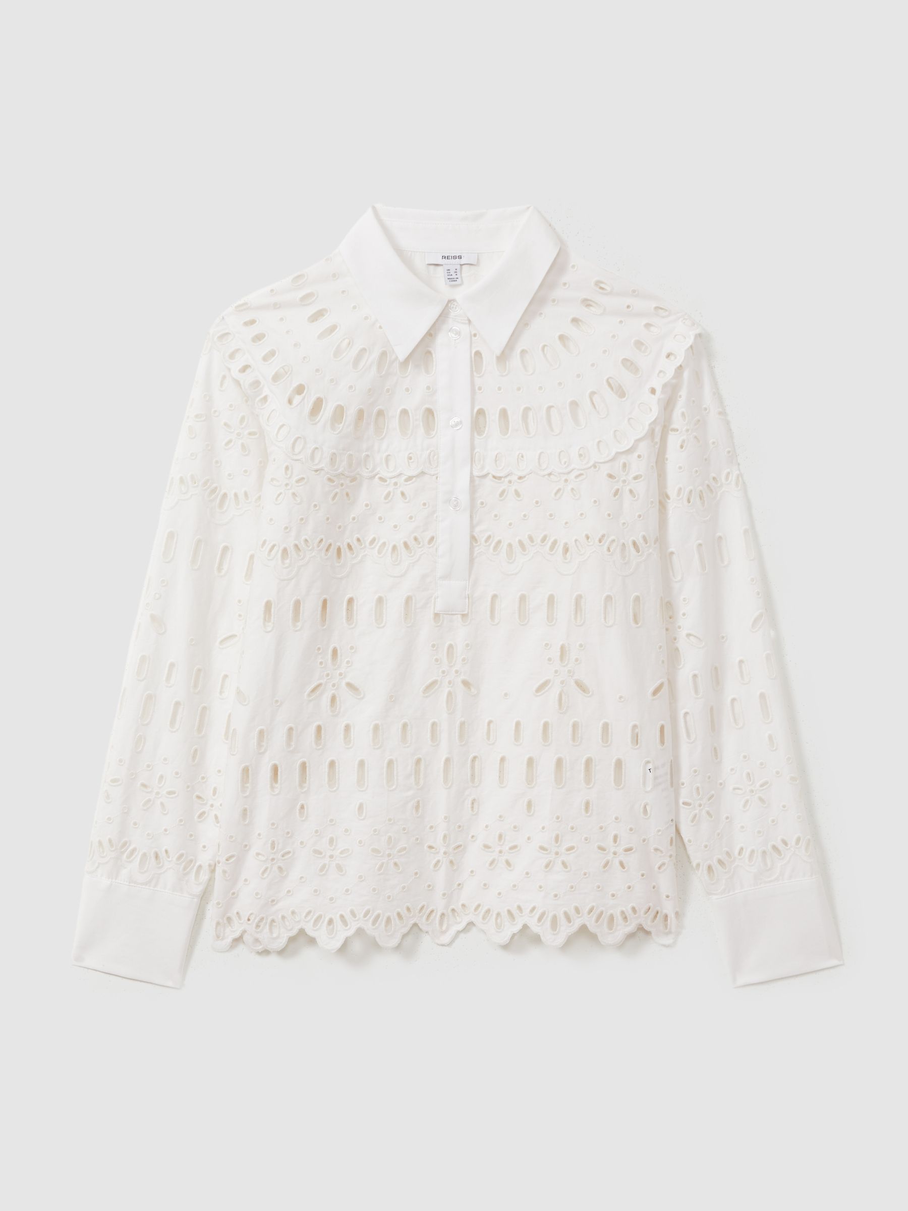 Enid White Cotton Embroidered Shirt - Image 2 of 6