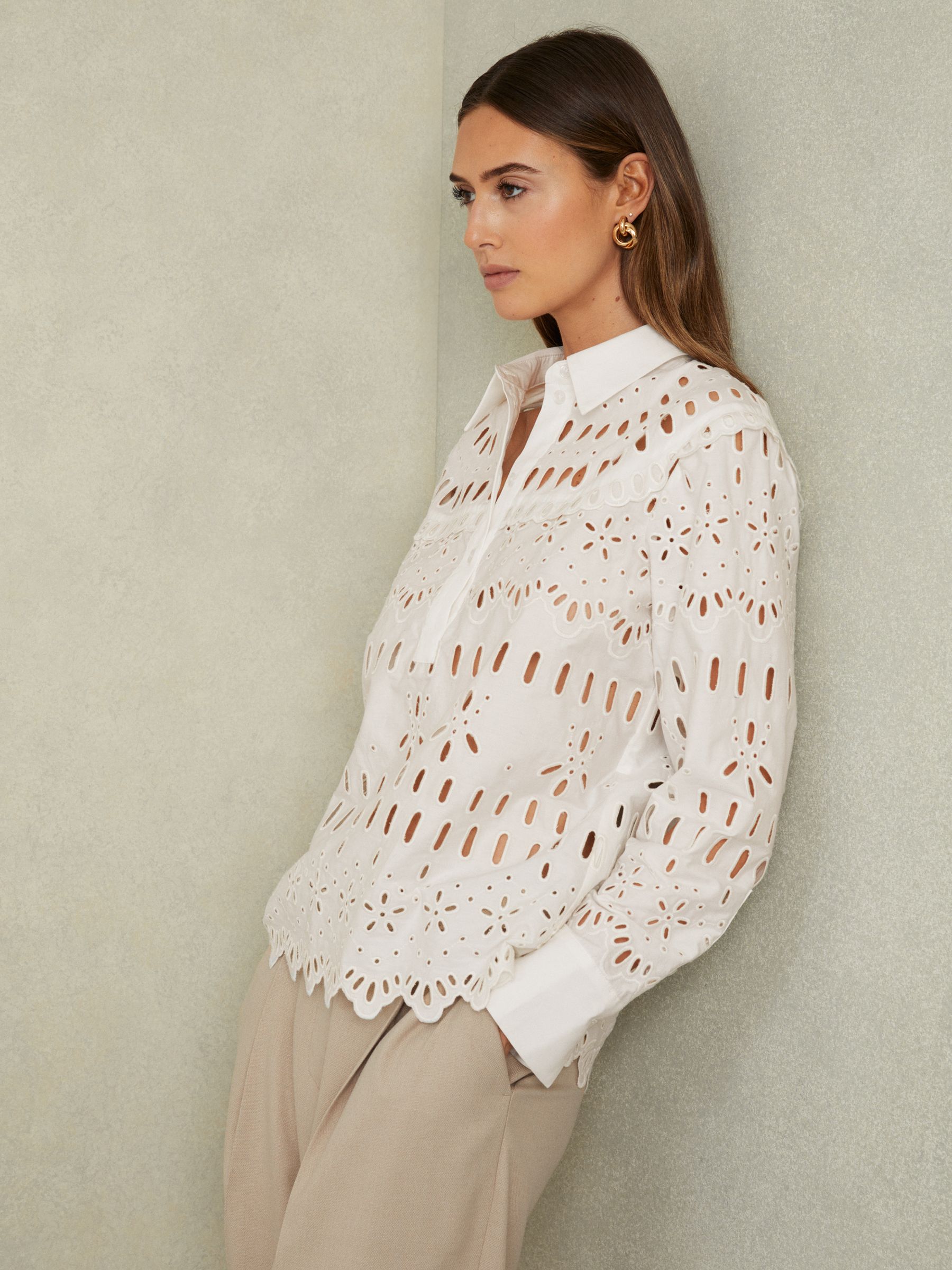 Enid White Cotton Embroidered Shirt - image 3