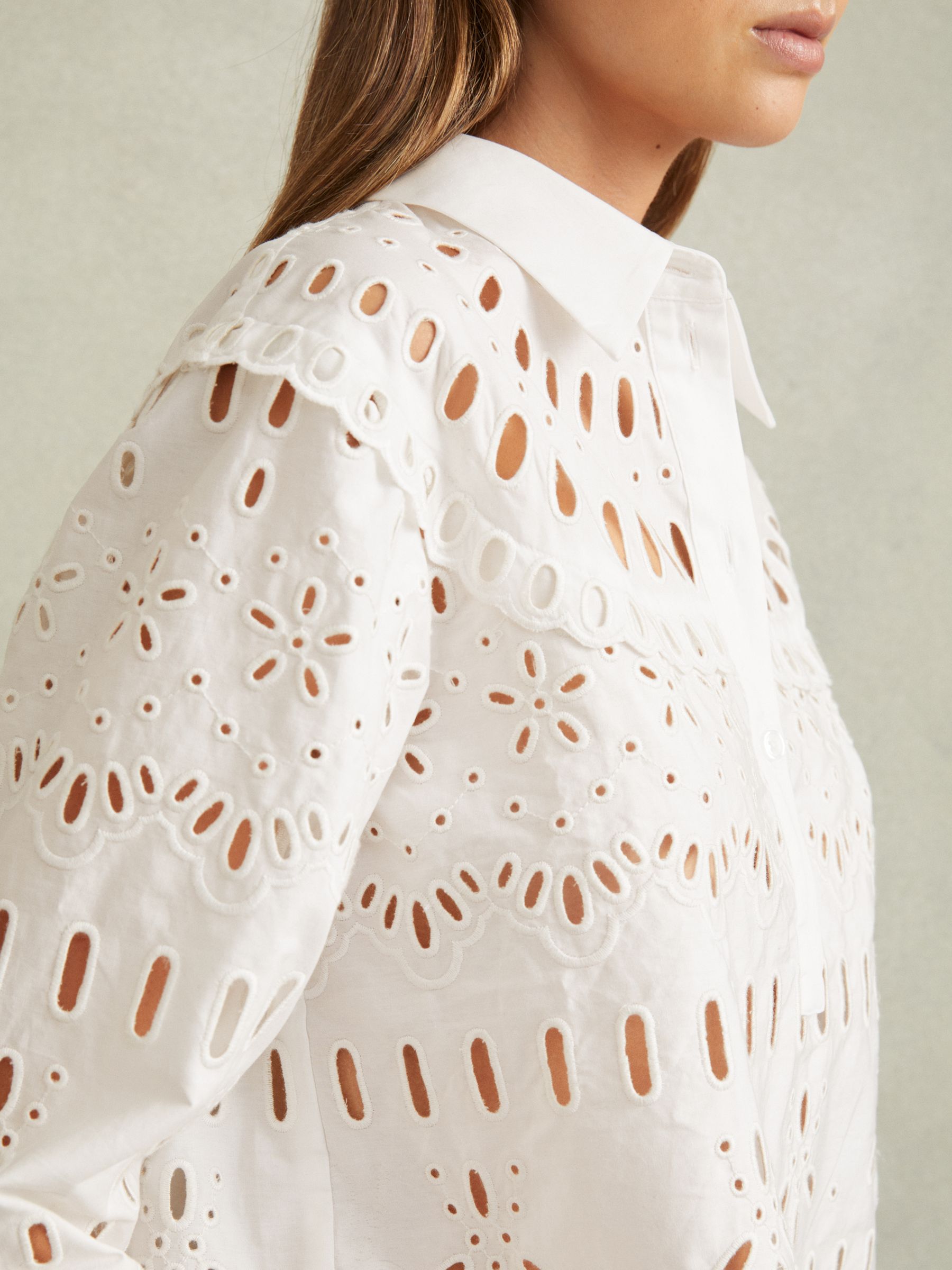 Enid White Cotton Embroidered Shirt - Image 4 of 6