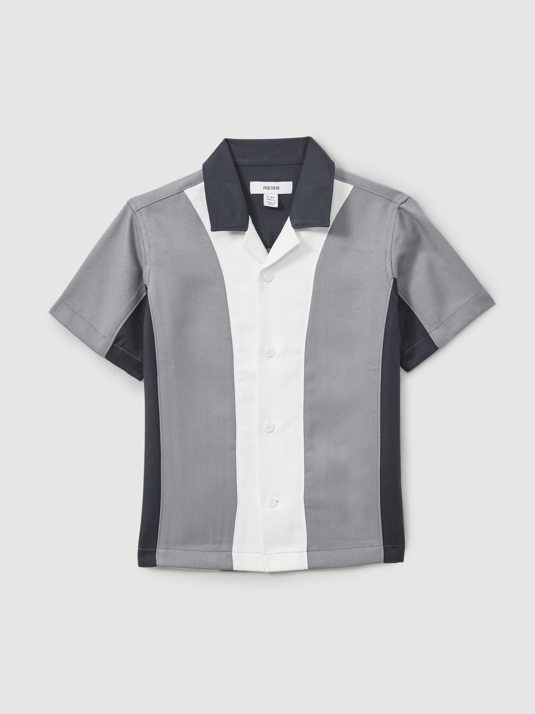 Colourblock Cuban Collar Shirt in Blue - Image 1 of 4
