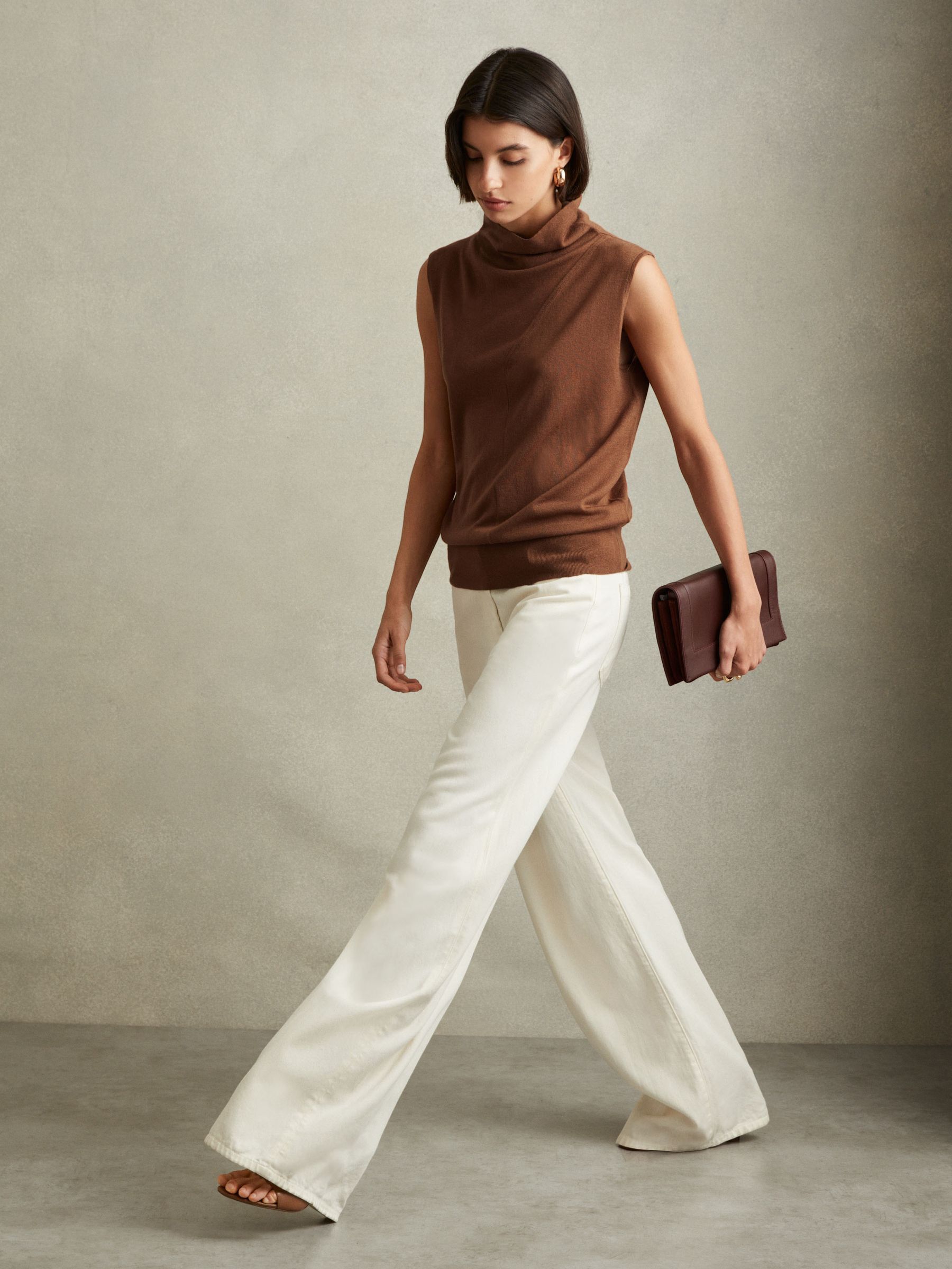 Wool Slouched Sleeveless Top in Toffee - Image 4 of 6