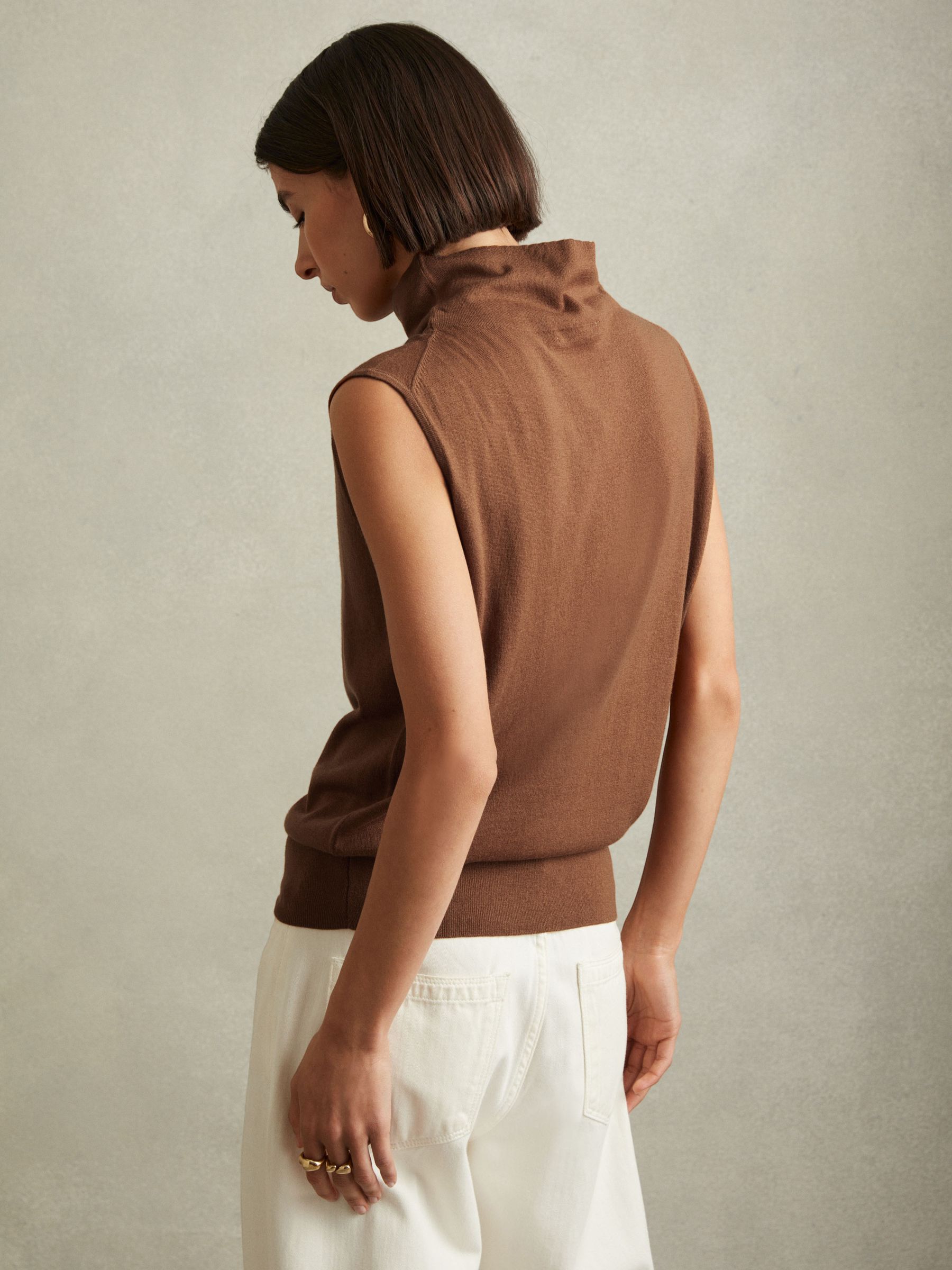 Wool Slouched Sleeveless Top in Toffee - Image 5 of 6