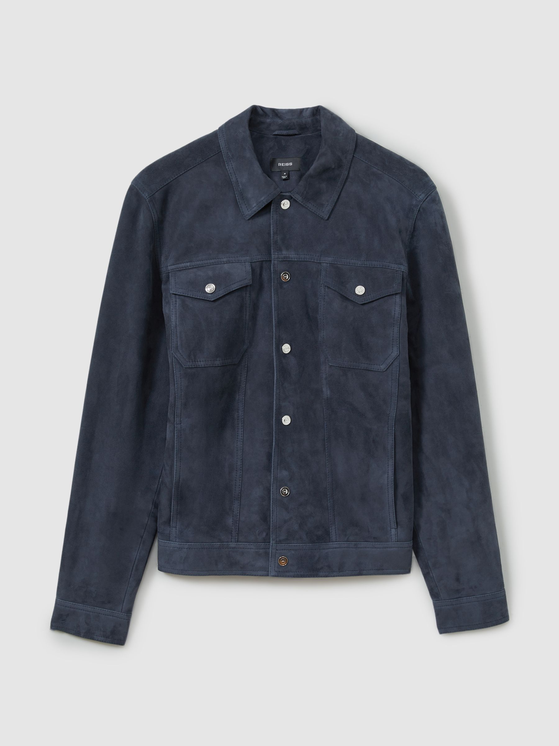 Nico Airforce Blue Suede Twin Pocket Overshirt - Image 2 of 6