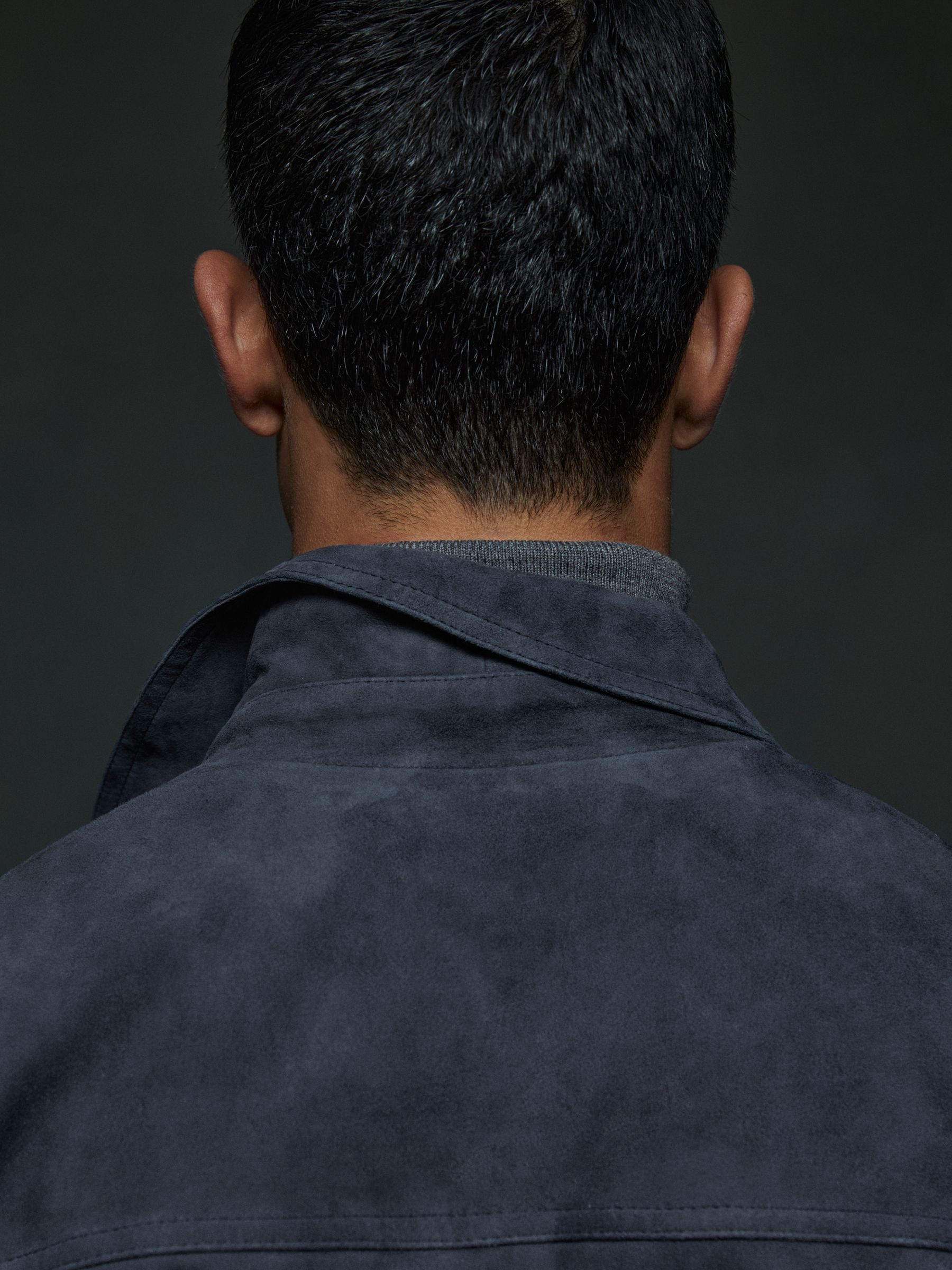 Nico Airforce Blue Suede Twin Pocket Overshirt - Image 5 of 6