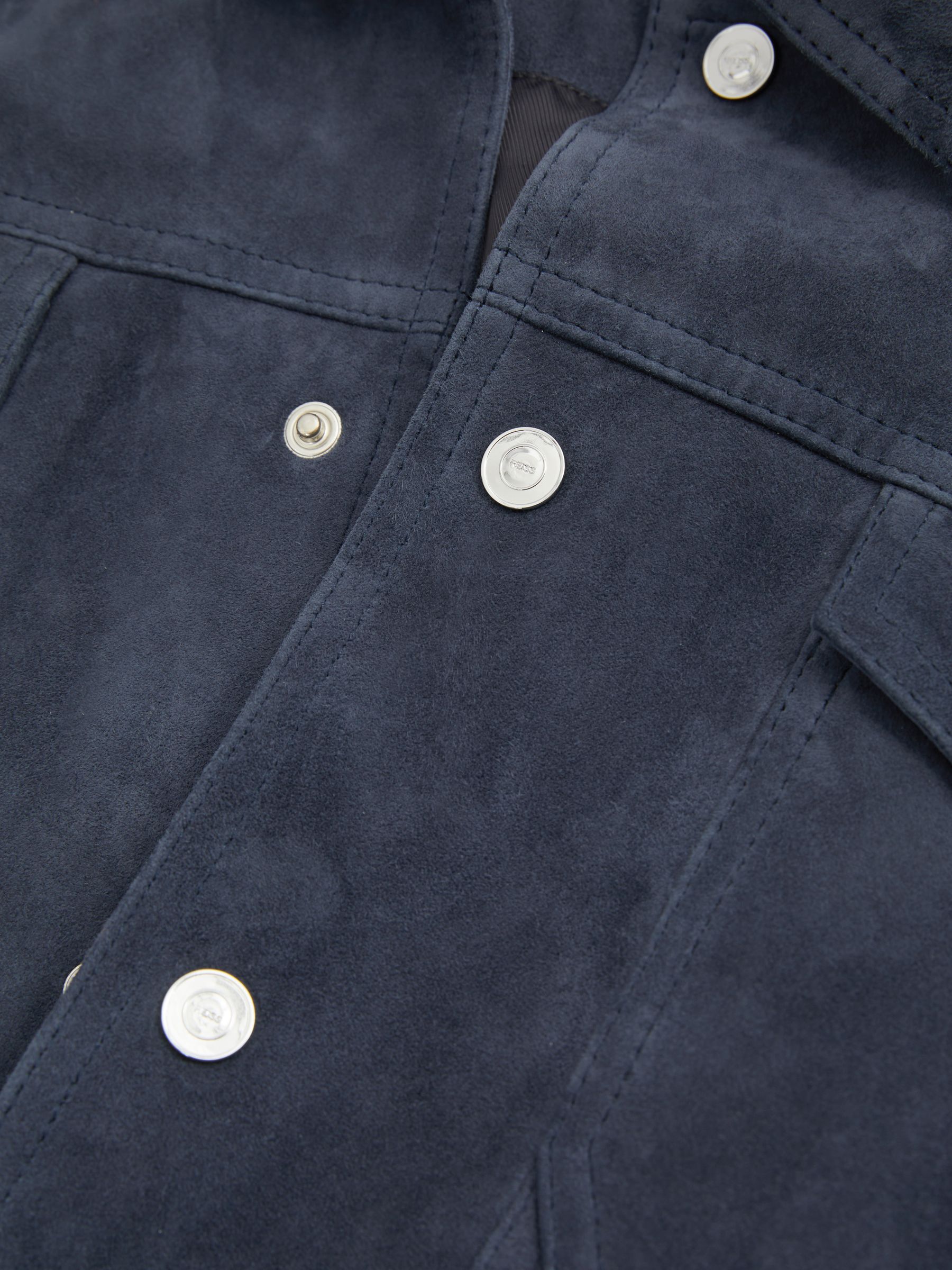 Nico Airforce Blue Suede Twin Pocket Overshirt - Image 6 of 6