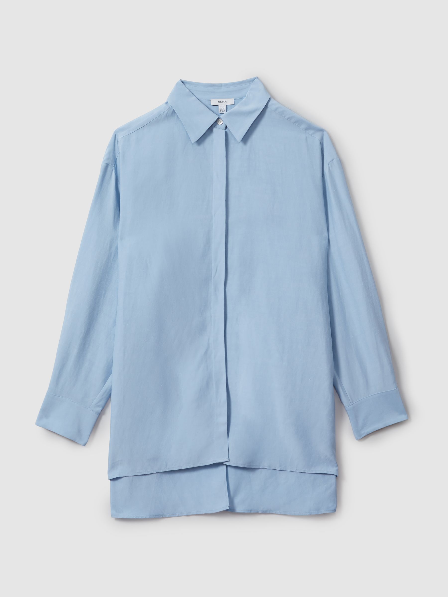 Oversized Shirt With Linen in Blue - Image 2 of 5