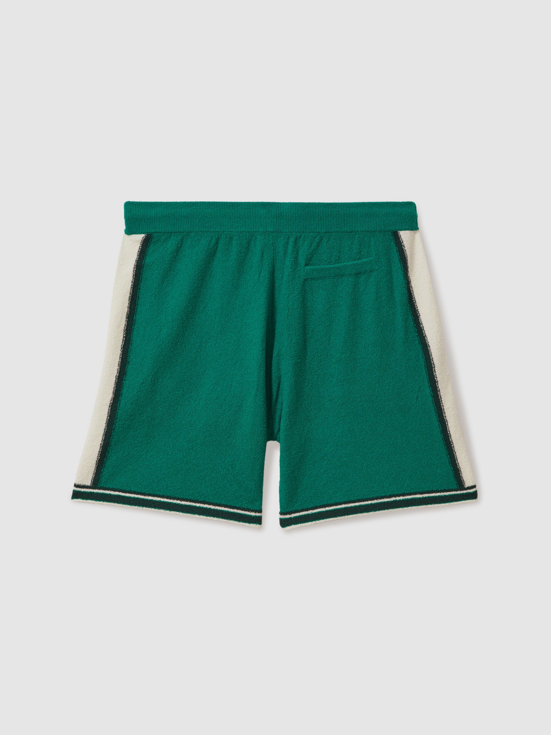 Reiss | Ché Towelling Drawstring Shorts in Green/White - Image 2 of 5