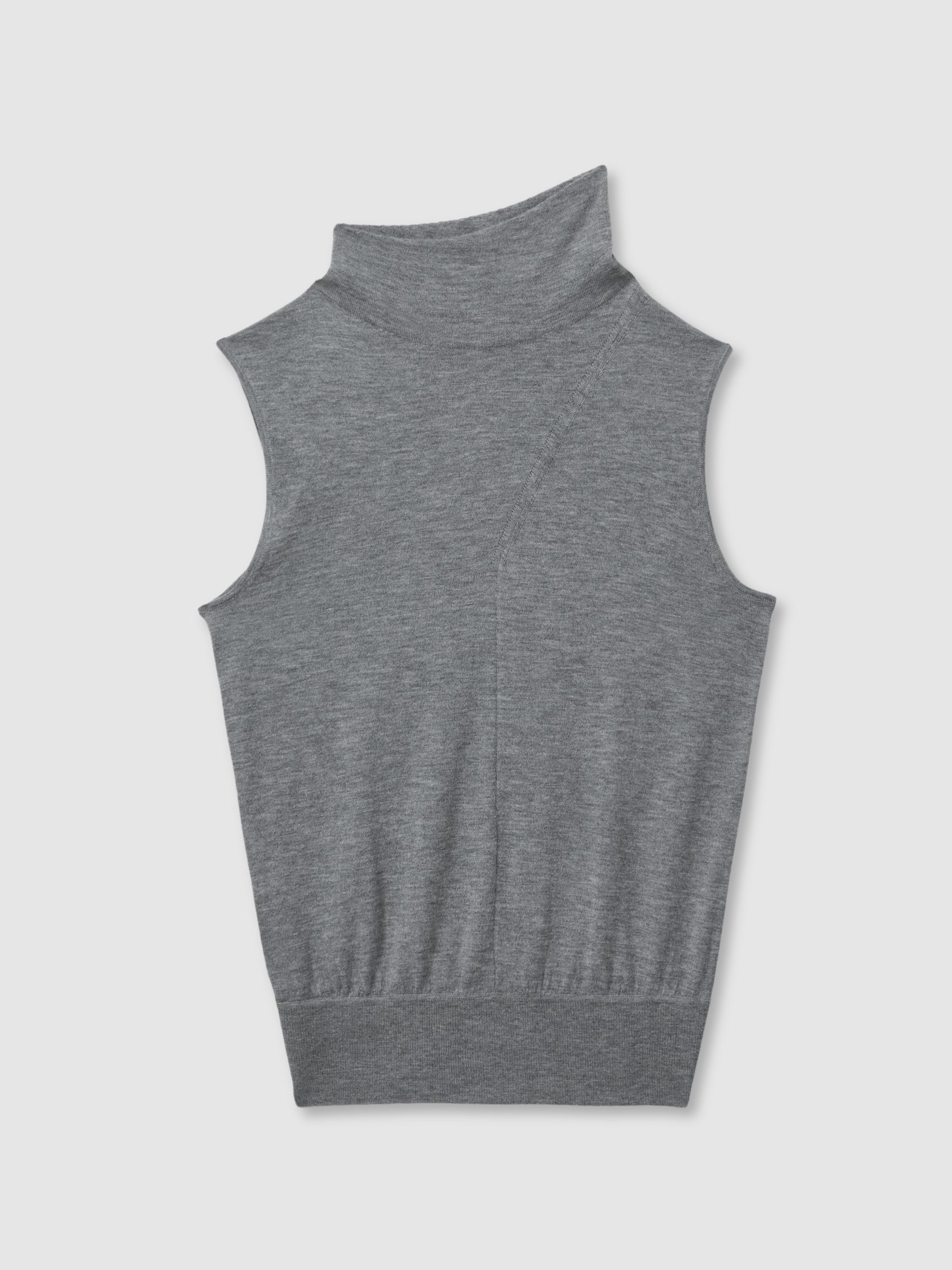 Wool Slouched Sleeveless Top in Grey - Image 2 of 5