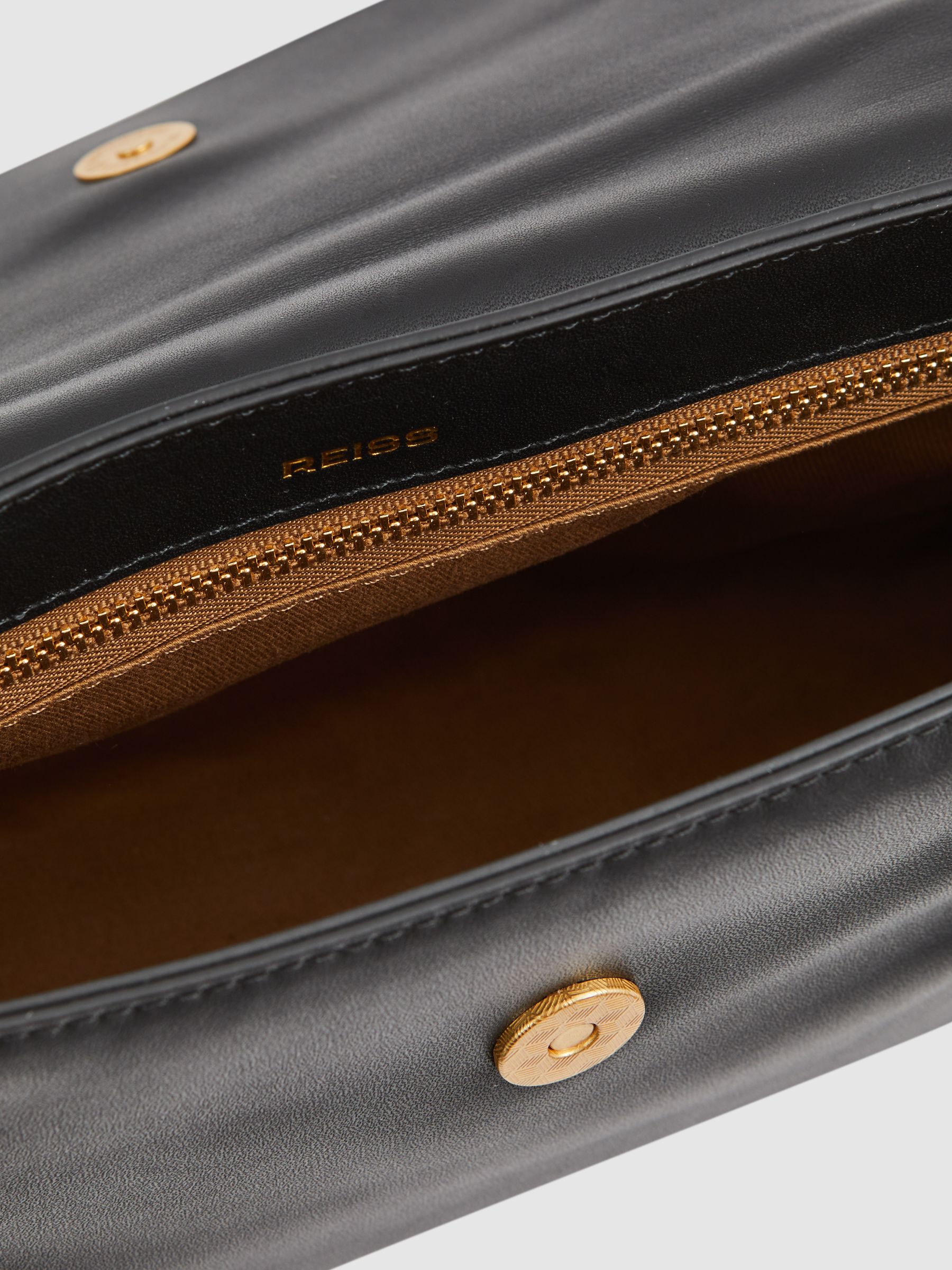 Leather Flap Crossbody Bag in Black - Image 4 of 5
