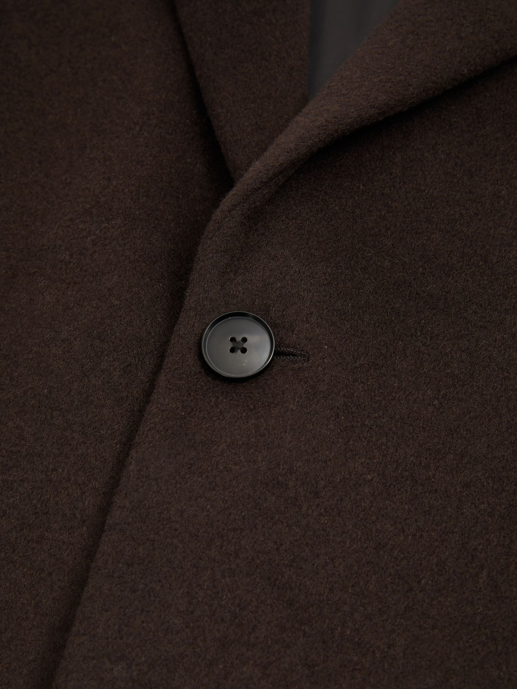 Wool Blend Single Breasted Epsom Overcoat in Chocolate Brown - Image 7 of 7