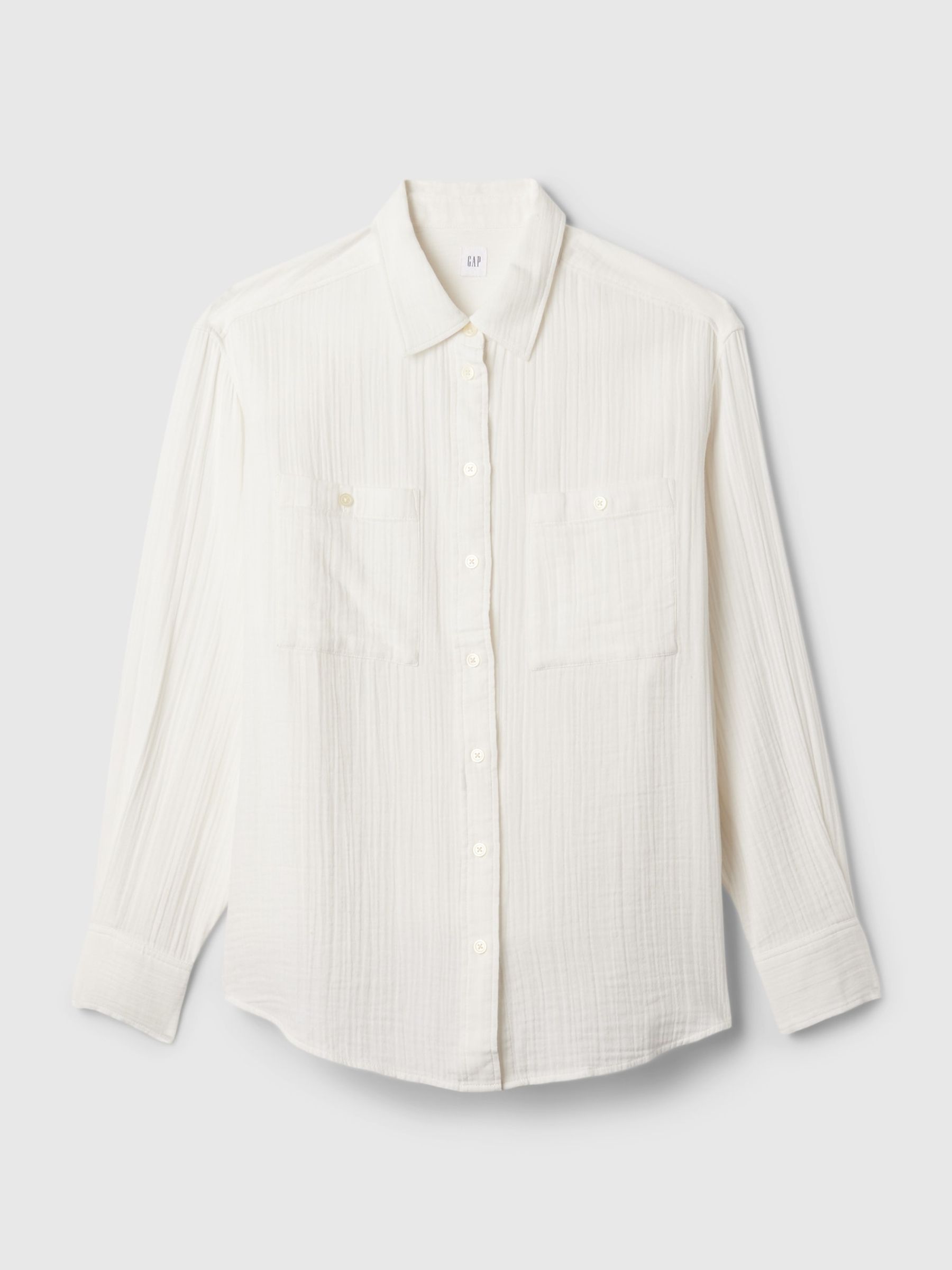 White Crinkle Cotton Gauze Oversized Shirt - Image 5 of 5