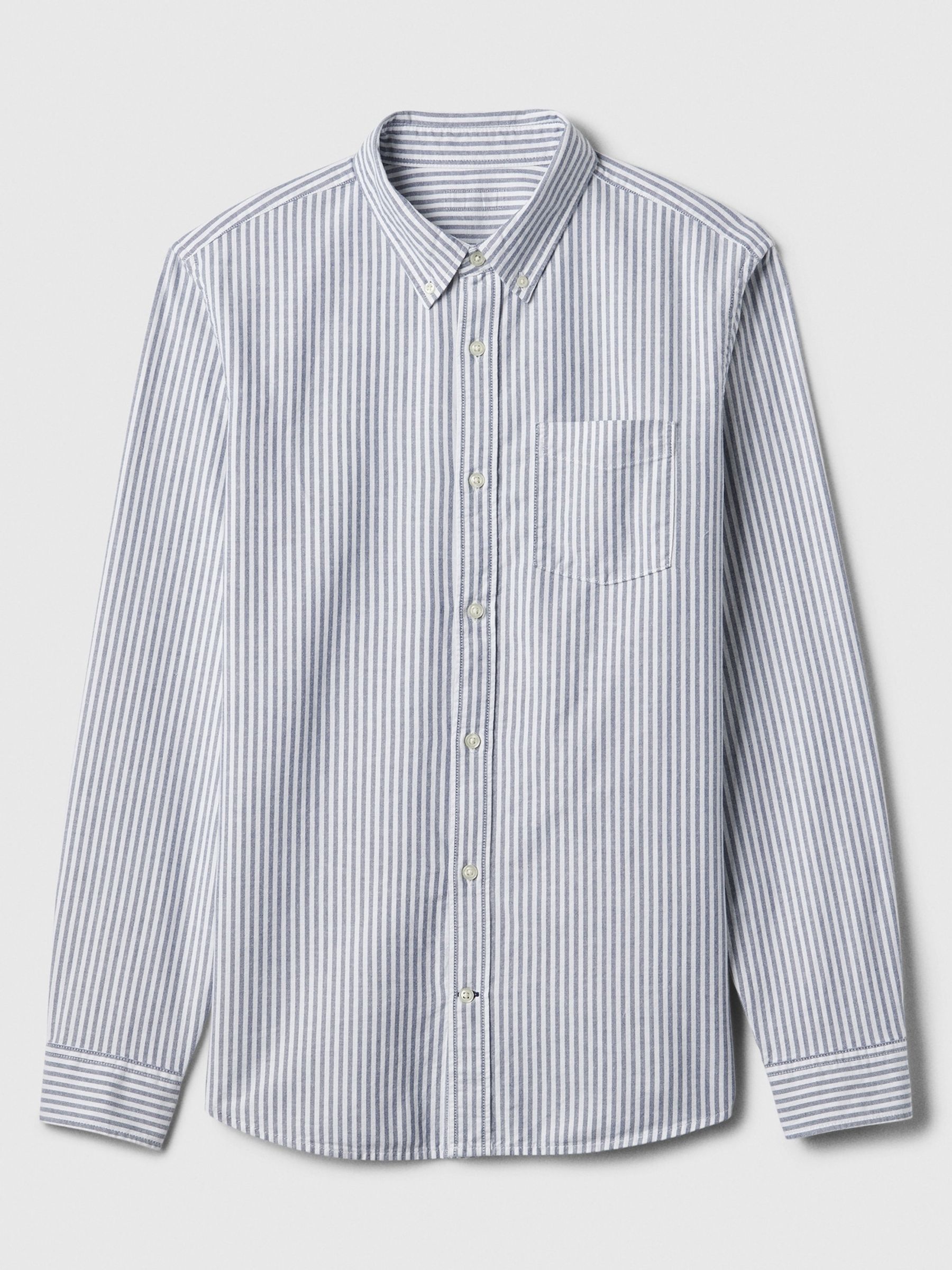 Blue Stripe Cotton Long Sleeve Standard Fit Oxford Shirt - Image 4 of 4