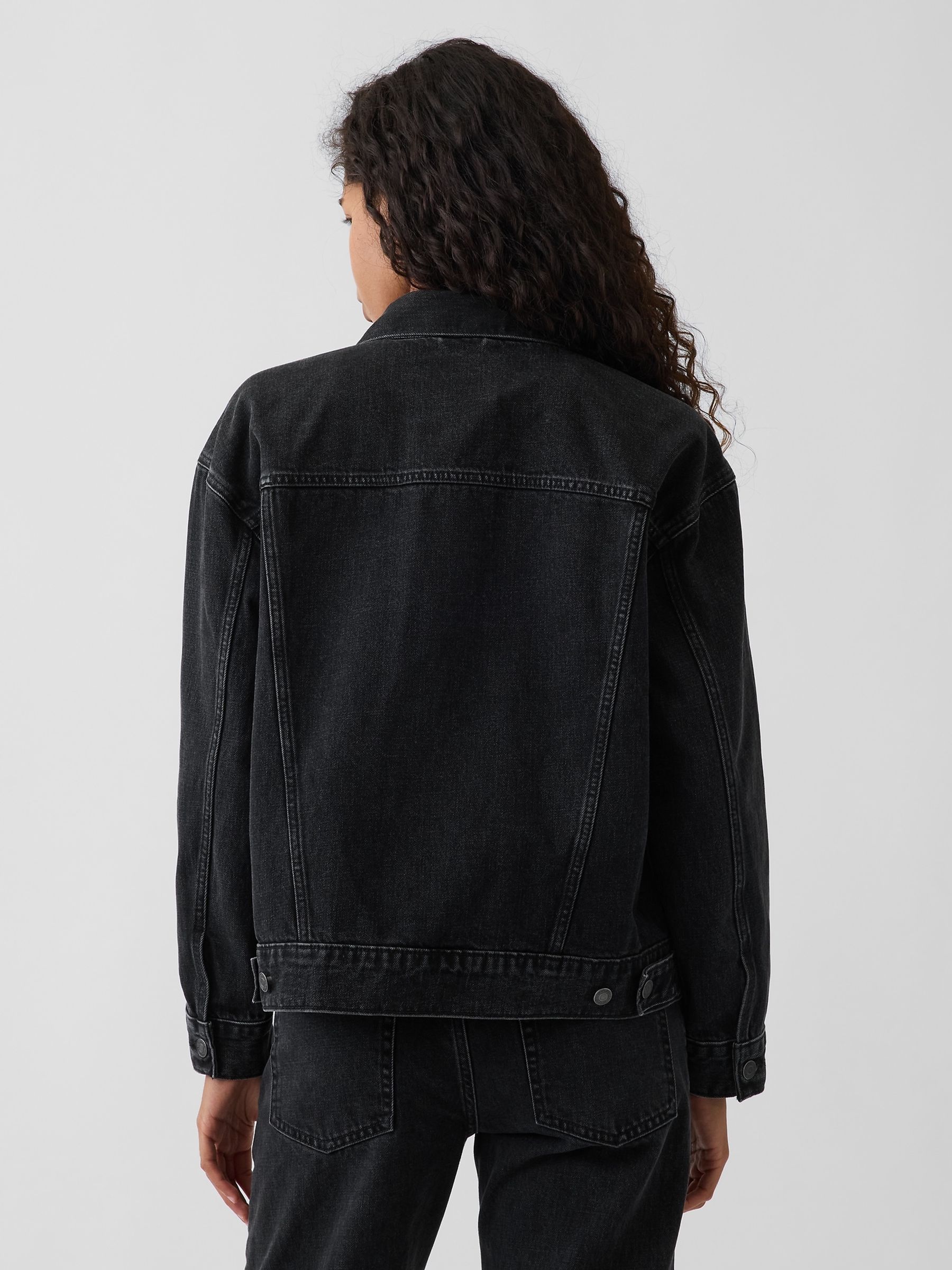 Black Oversized Icon Denim Jacket - Image 2 of 4 Black Oversized Icon Denim Jacket - Image 2 of 4