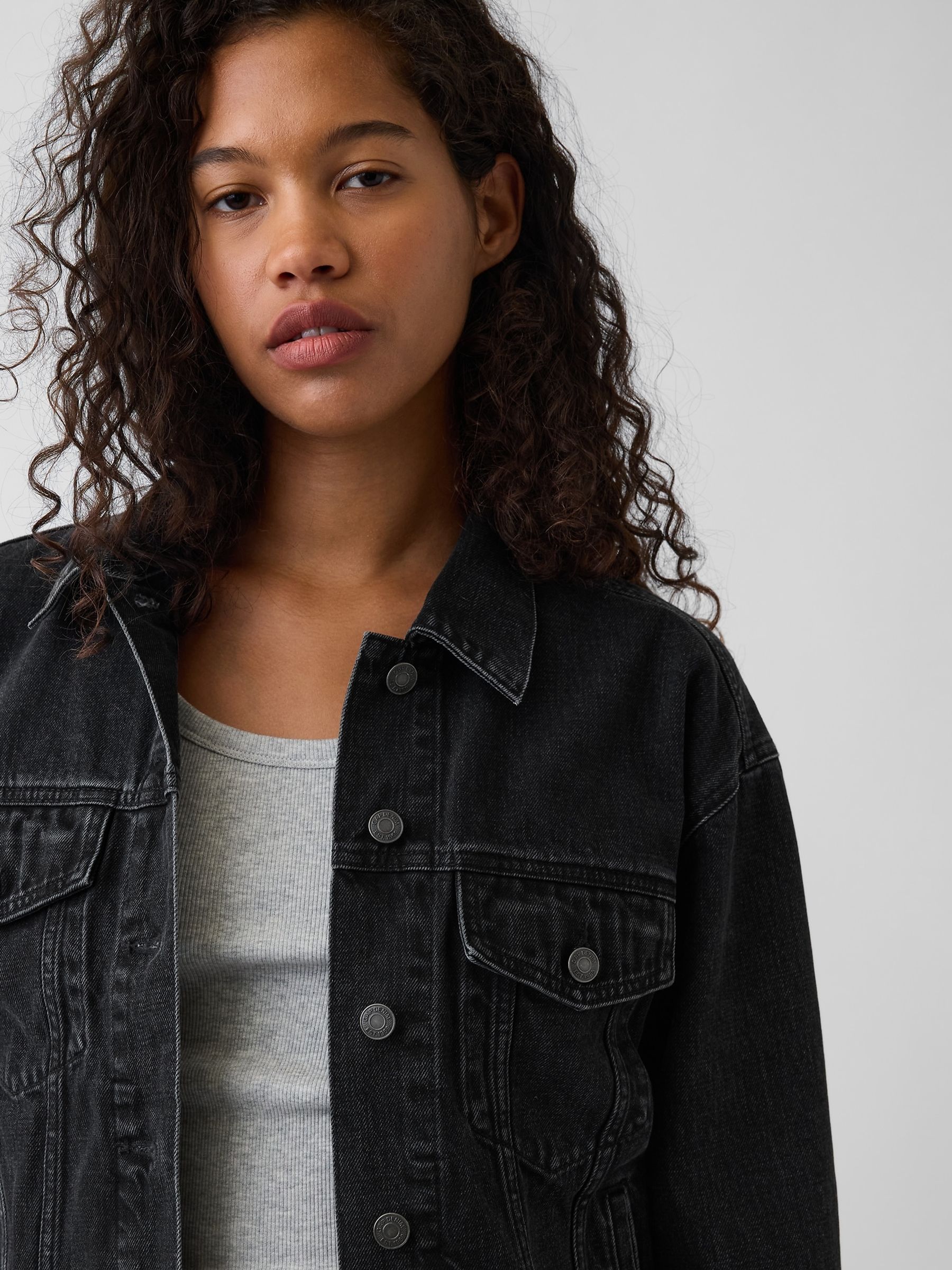 Black Oversized Icon Denim Jacket - Image 4 of 4 Black Oversized Icon Denim Jacket - Image 4 of 4