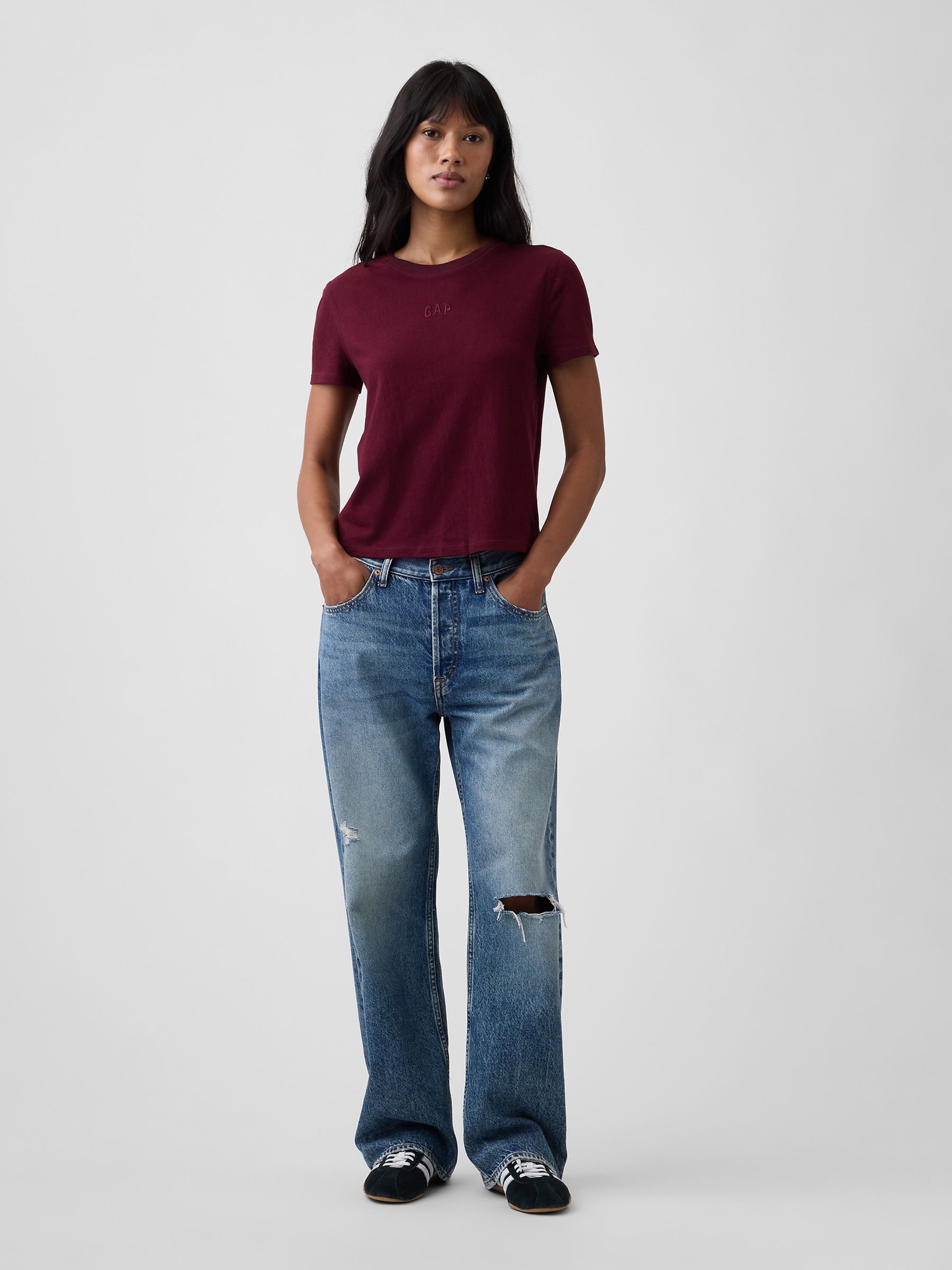 Burgundy Authentic Shrunken Logo T-Shirt - Image 3 of 4