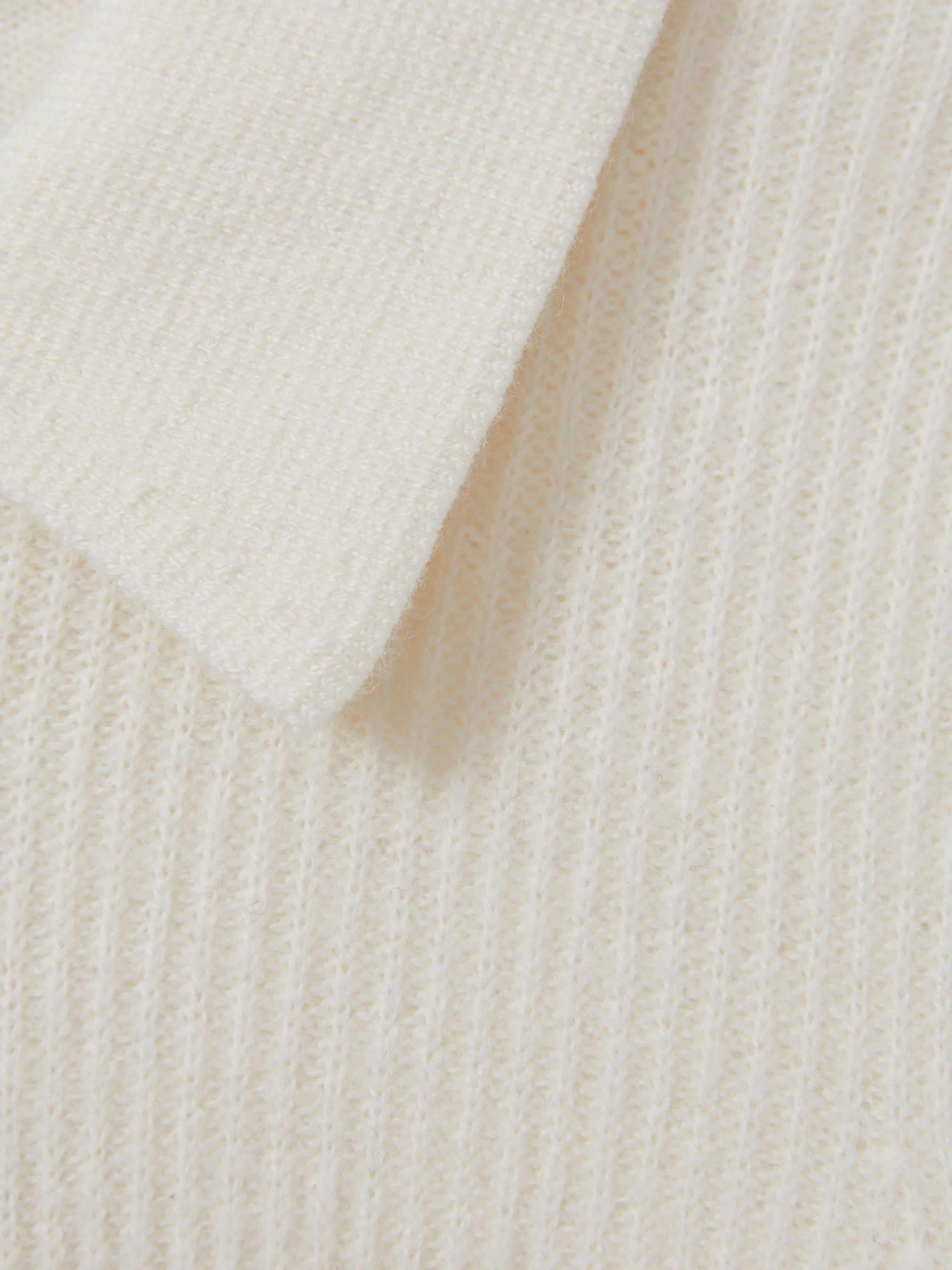 9-13 yrs Merino Wool Quarter Zip Polo Shirt in Off White - Image 4 of 4