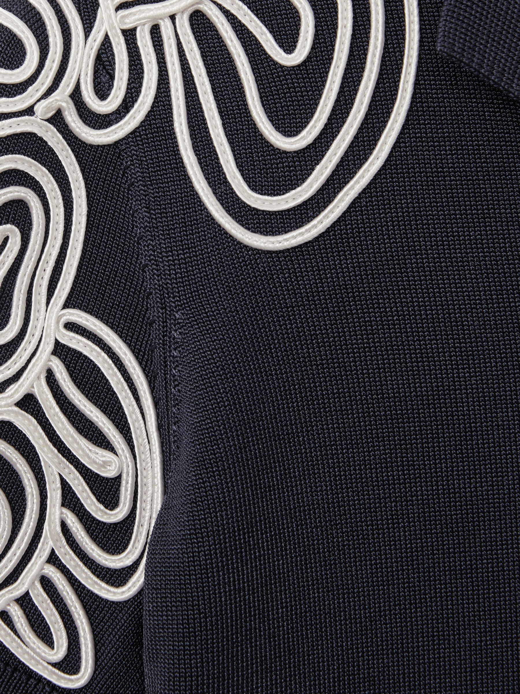 3-9 yrs Jersey Embroidered Cuban Collar Shirt in Navy/Off White - Image 4 of 4