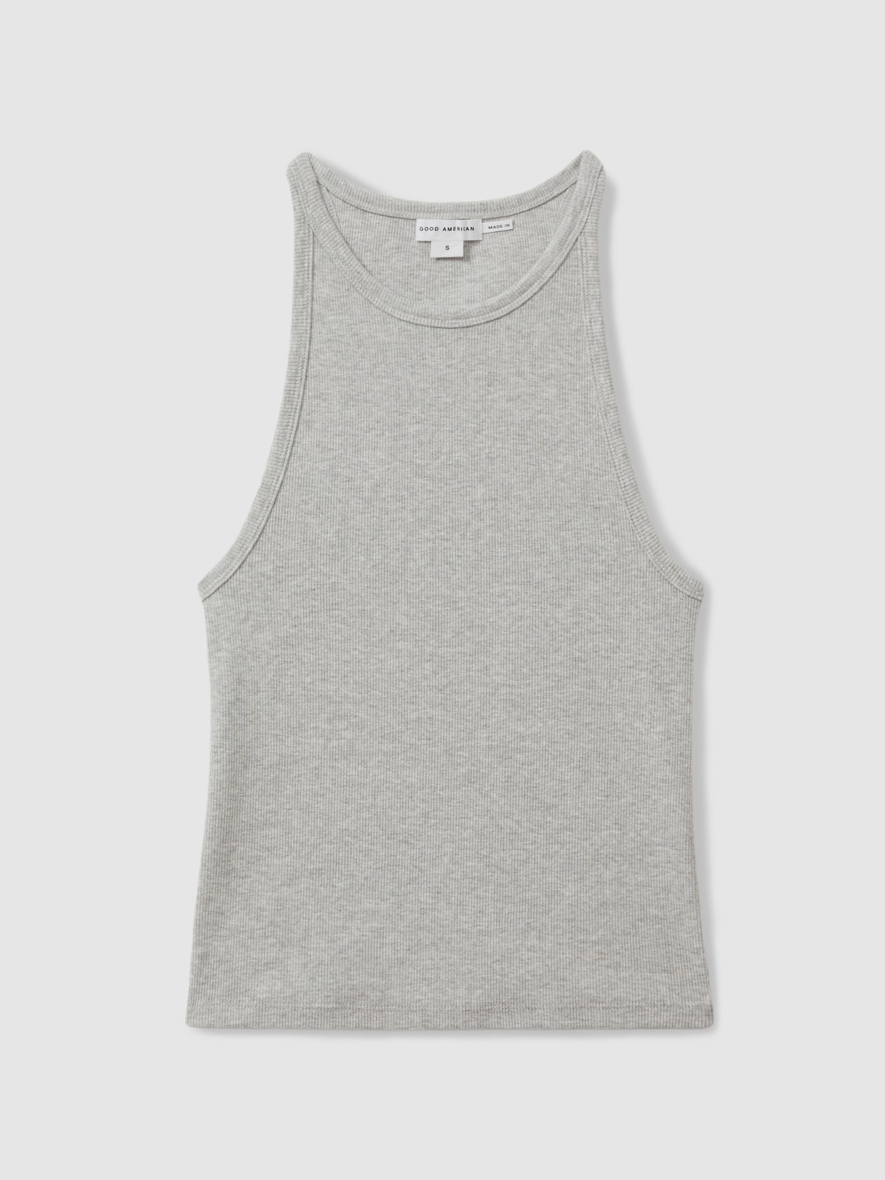 Good American Cotton Ribbed Vest in Grey - Image 1 of 5