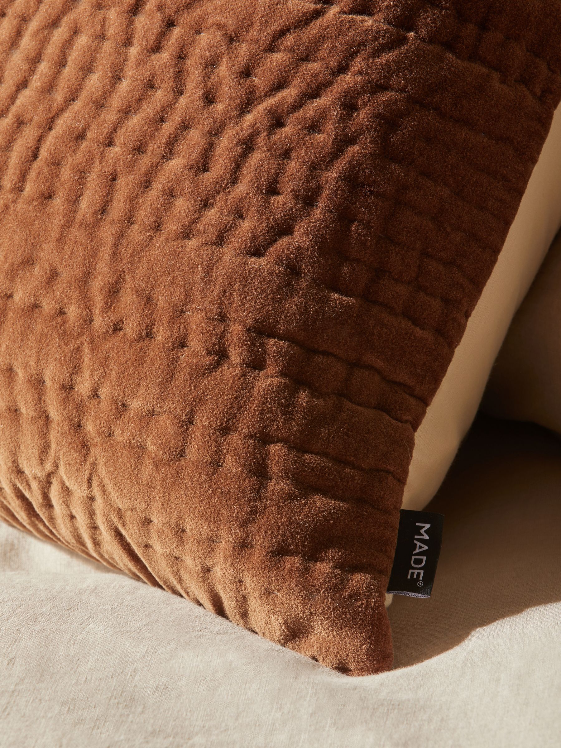 Valli Cotton Velvet Patchwork Pillowcase Sham Cover in Grey Stripe - Image 2 of 4