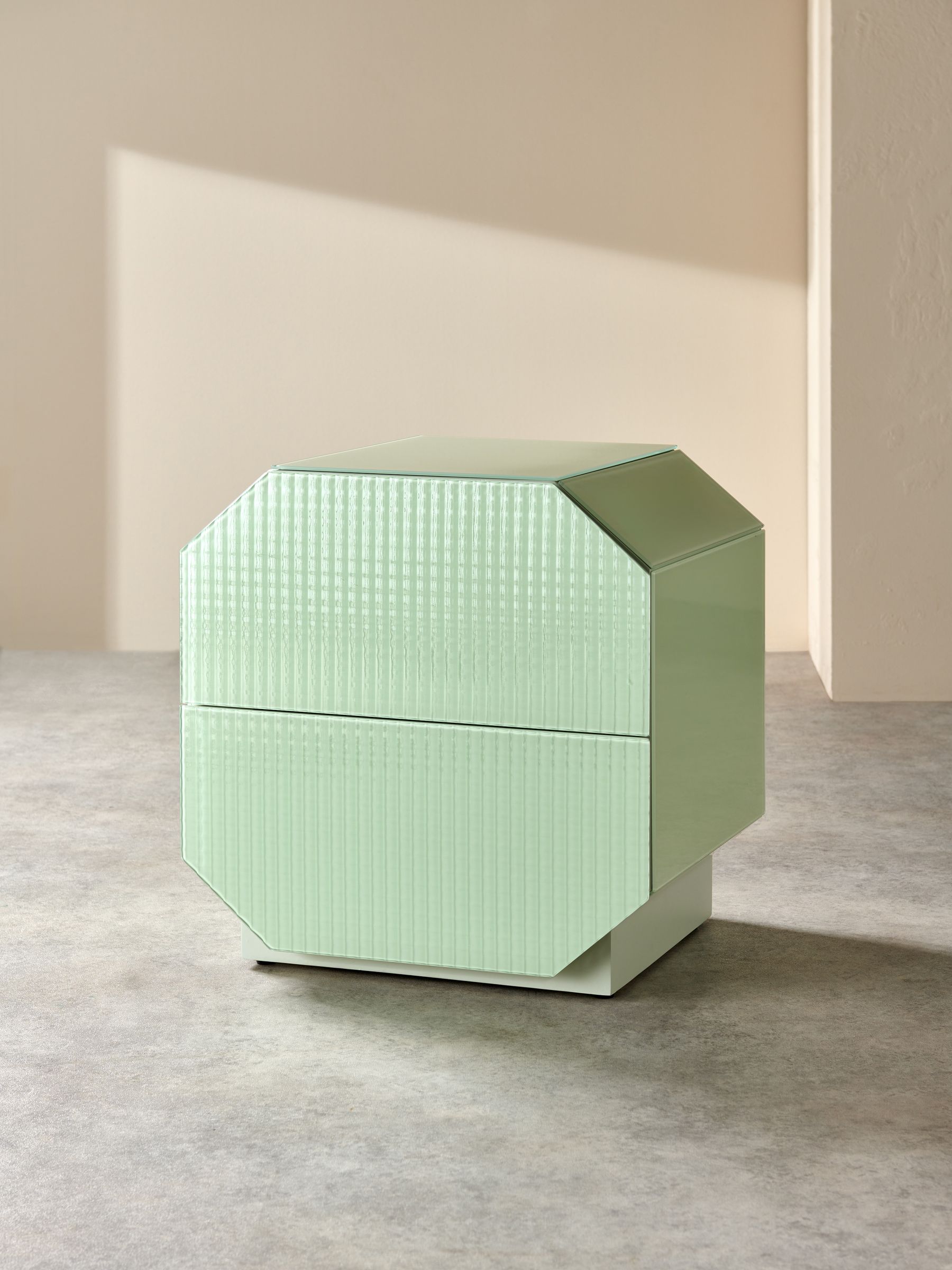 Anya Glass Bedside Table in Green - Image 2 of 6