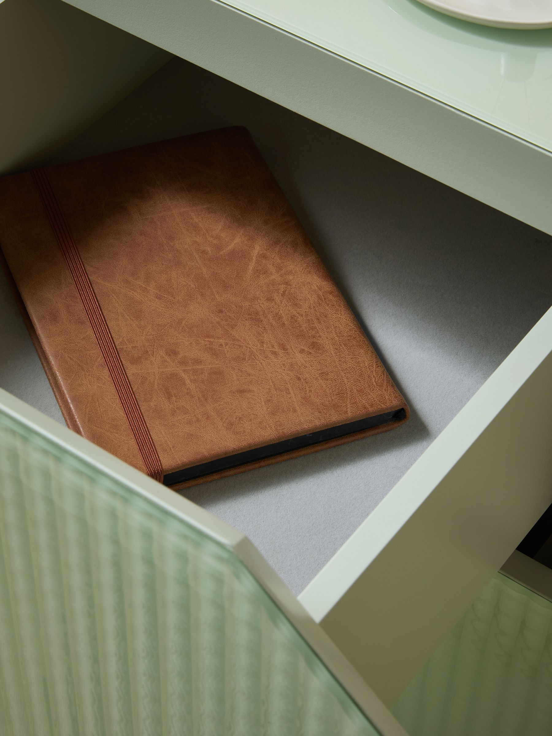 Anya Glass Bedside Table in Green - Image 3 of 6