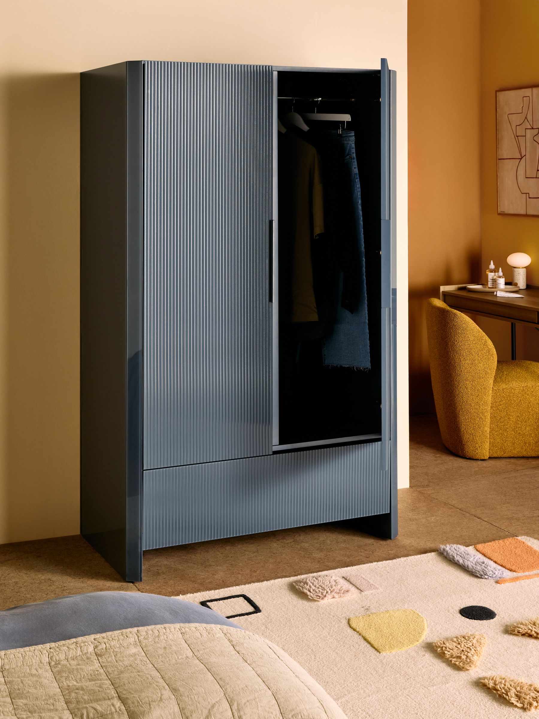 Eleni Double Wardrobe in Blue Glass - Image 2 of 6