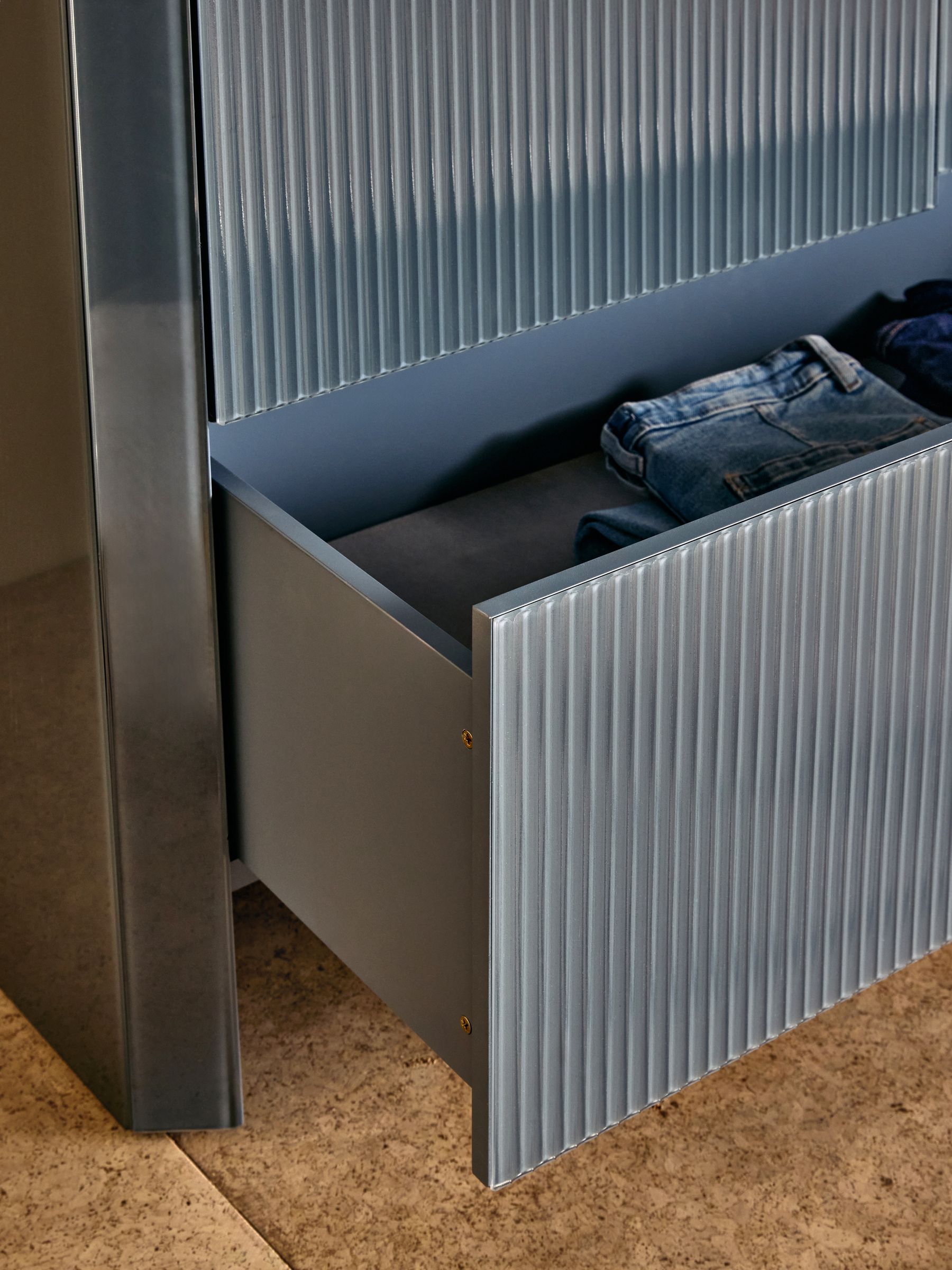 Eleni Double Wardrobe in Blue Glass - Image 3 of 6