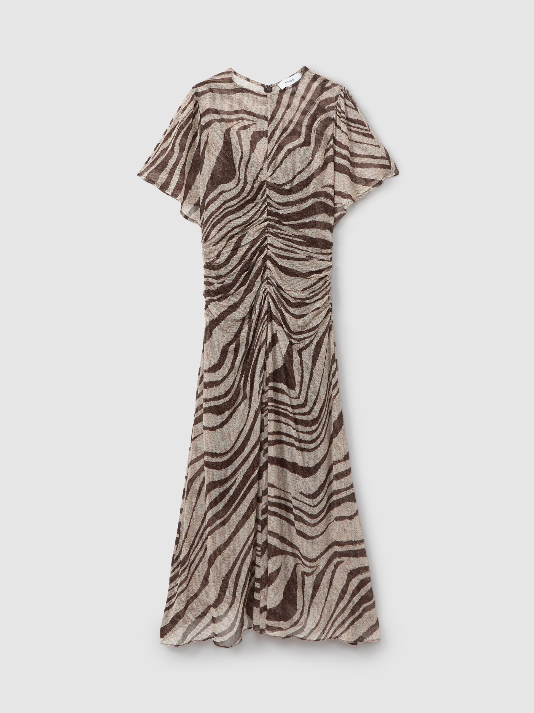 Animal Printed Midi Dress in Brown/Cream - Image 2 of 5
